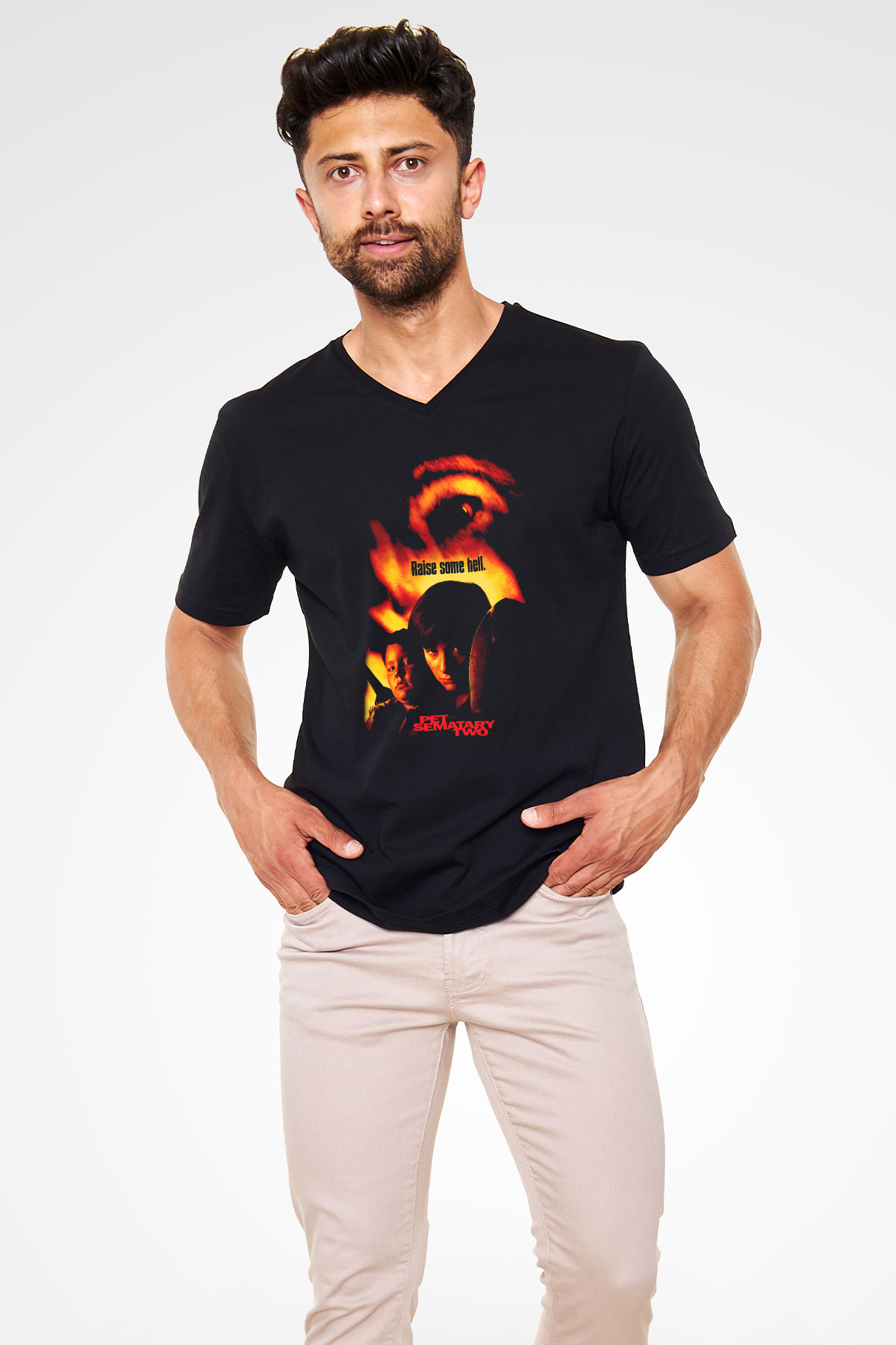 Pet Sematary Siyah Unisex  V Yaka Tişört