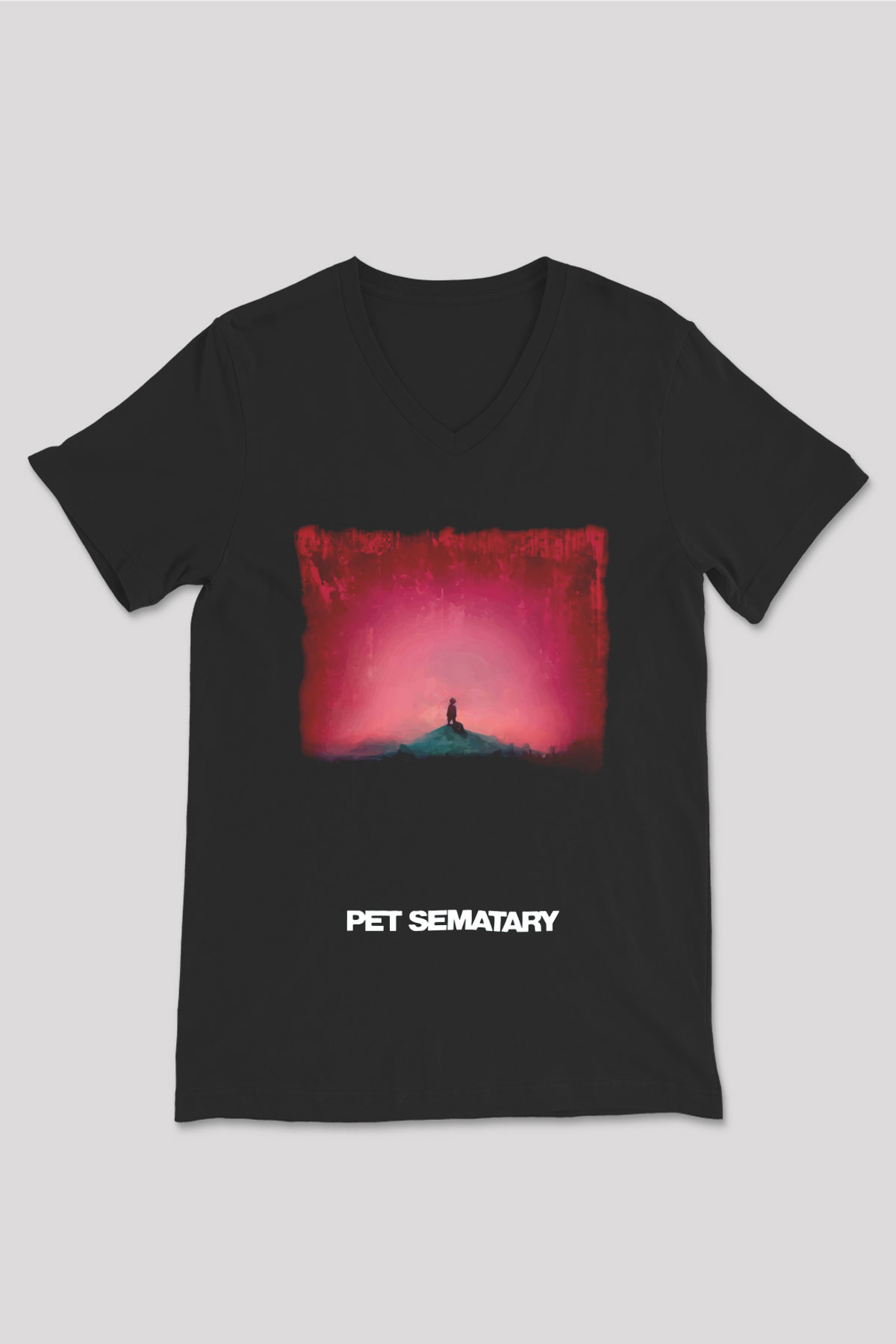 Pet Sematary Siyah Unisex  V Yaka Tişört