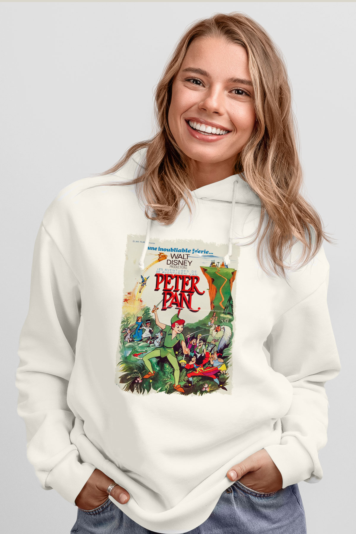 Peter Pan Beyaz Unisex Hoodie