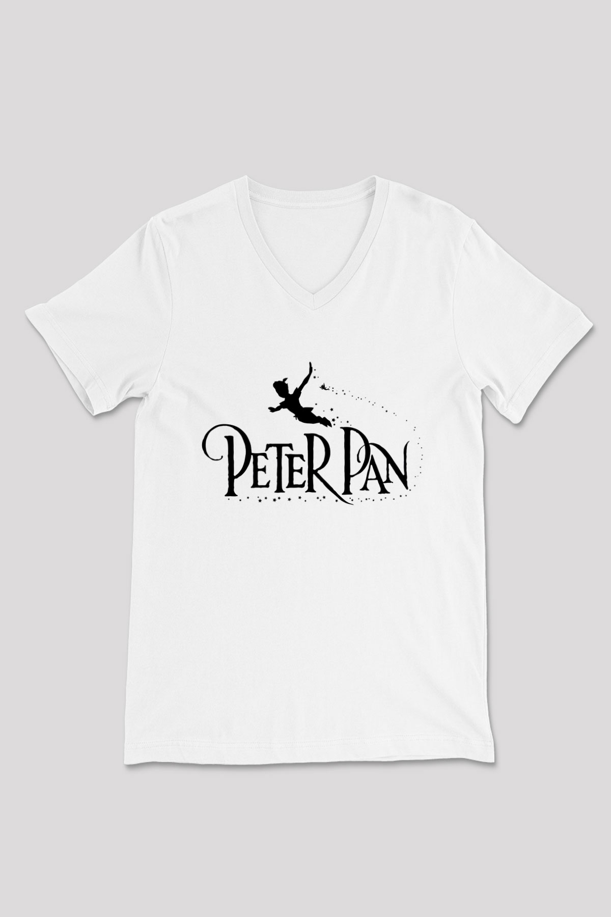 Peter Pan Beyaz Unisex V Yaka Tişört T-Shirt