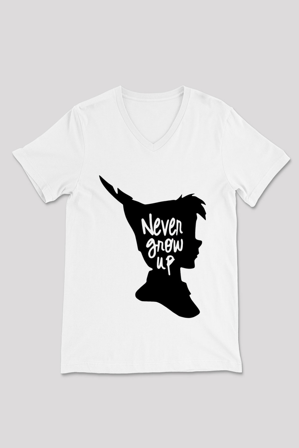 Peter Pan Beyaz Unisex V Yaka Tişört T-Shirt
