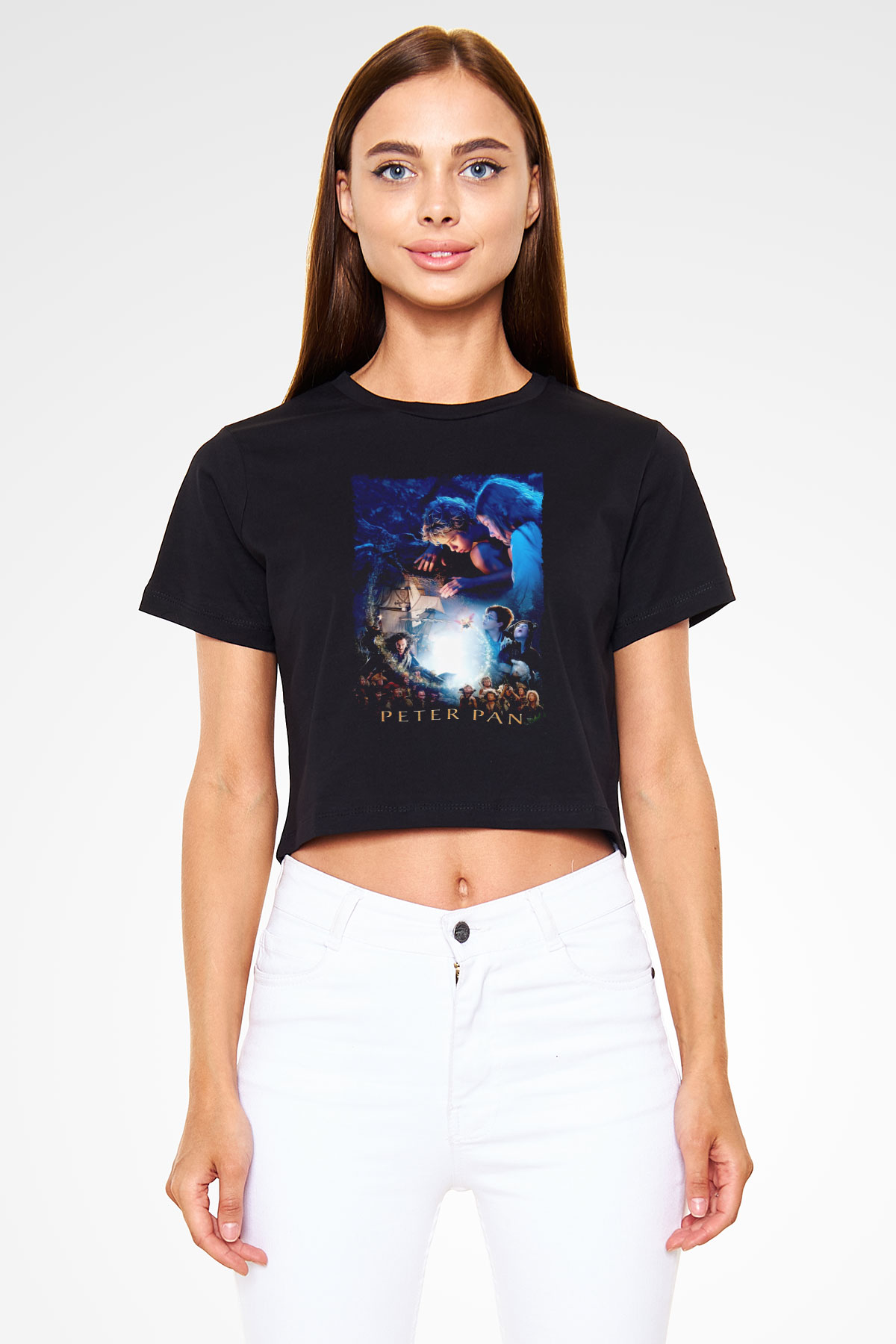 Peter Pan Siyah  Crop Top Tişört