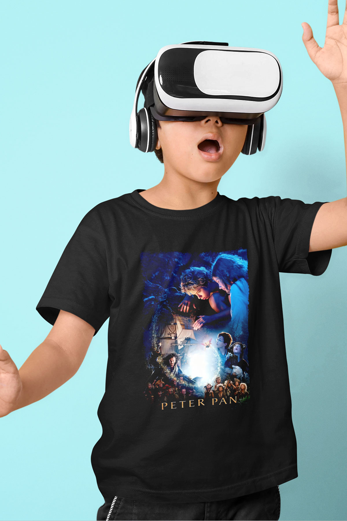 Peter Pan Siyah Unisex Çocuk Tişört