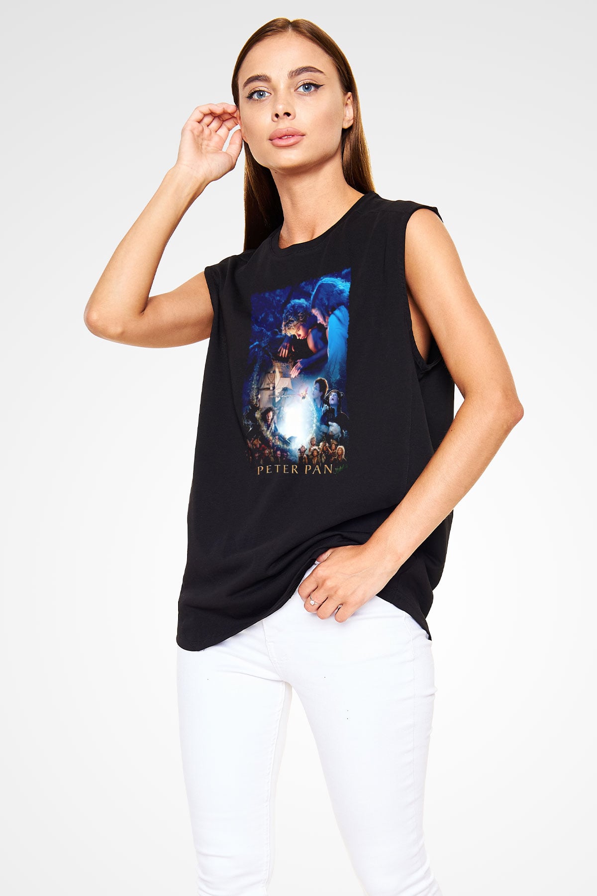 Peter Pan Siyah Unisex Kolsuz Tişört