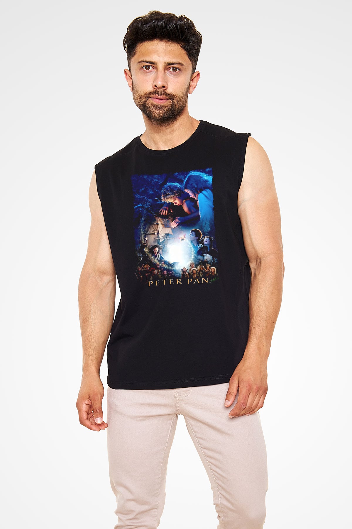 Peter Pan Siyah Unisex Kolsuz Tişört