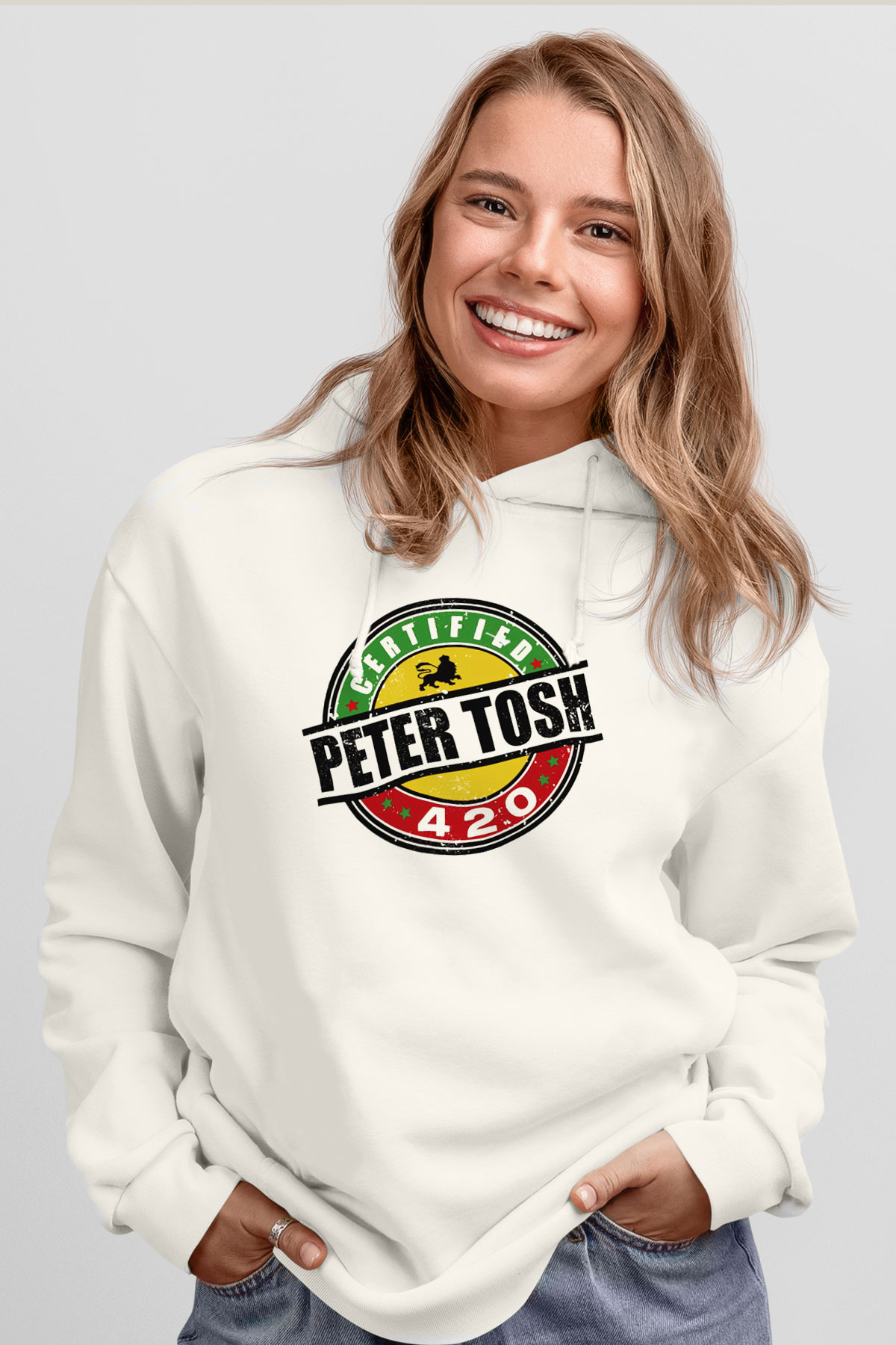 Peter Tosh Beyaz Unisex Kapşonlu Sweatshirt