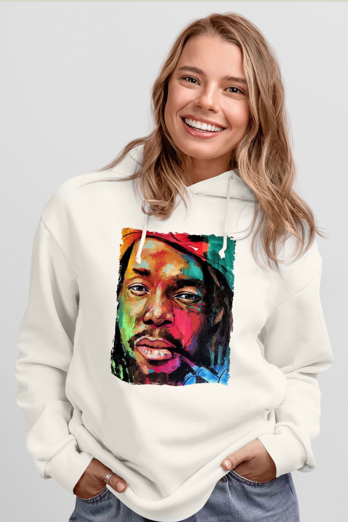 Peter Tosh Beyaz Unisex Kapüşonlu Sweatshirt