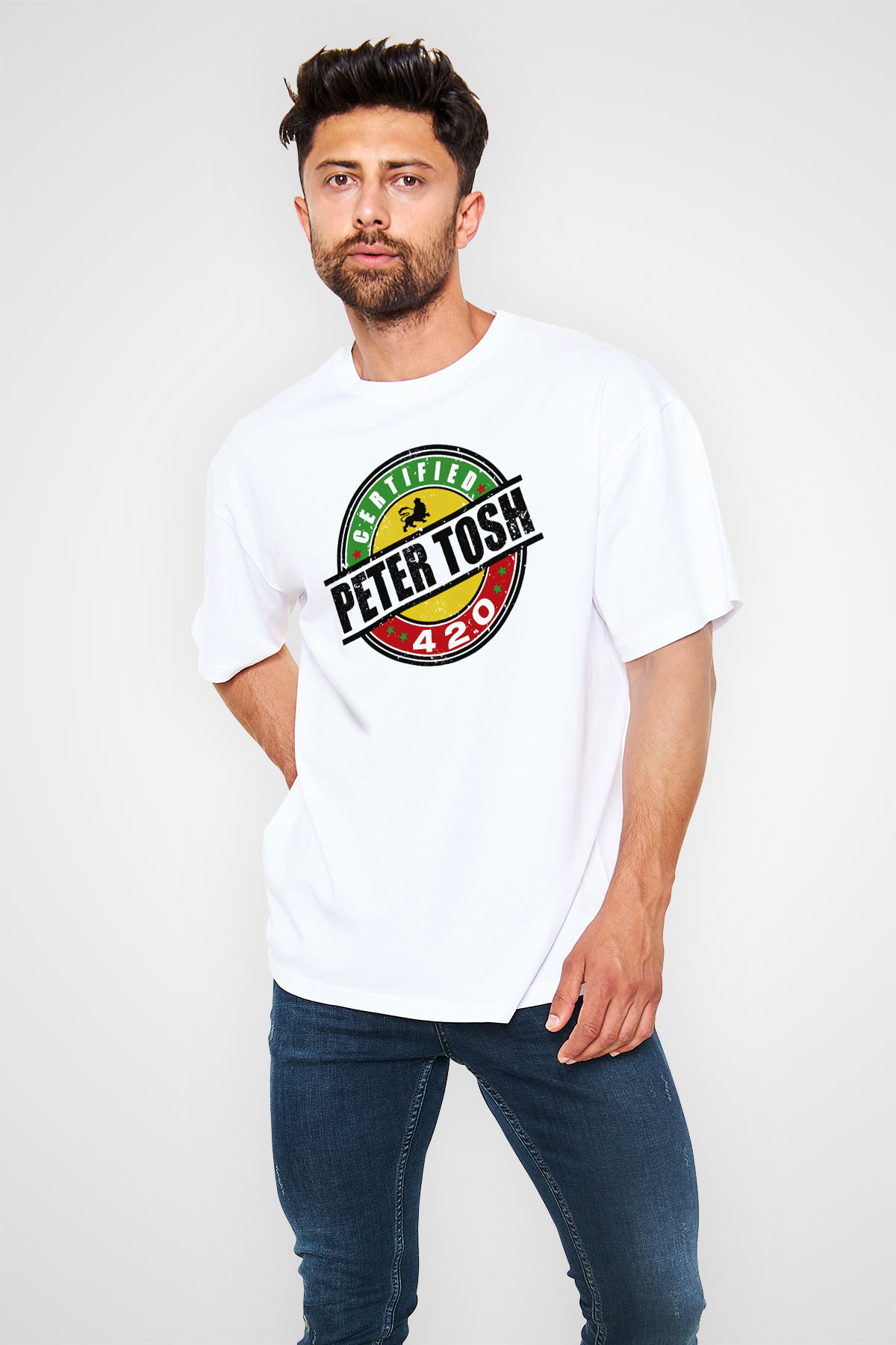 Peter Tosh Beyaz Unisex Oversize Tişört T-Shirt