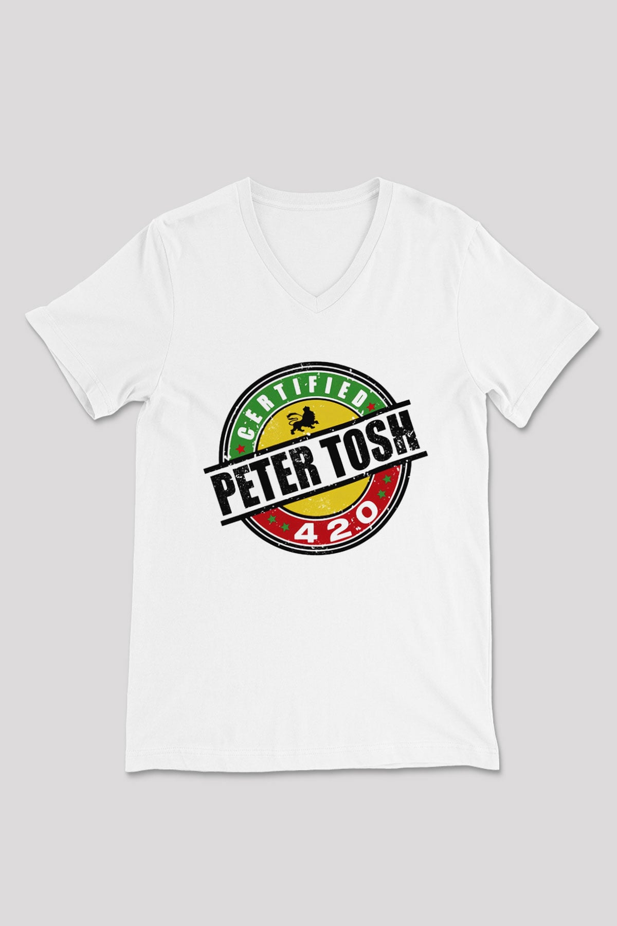 Peter Tosh Beyaz Unisex V Yaka Tişört T-Shirt