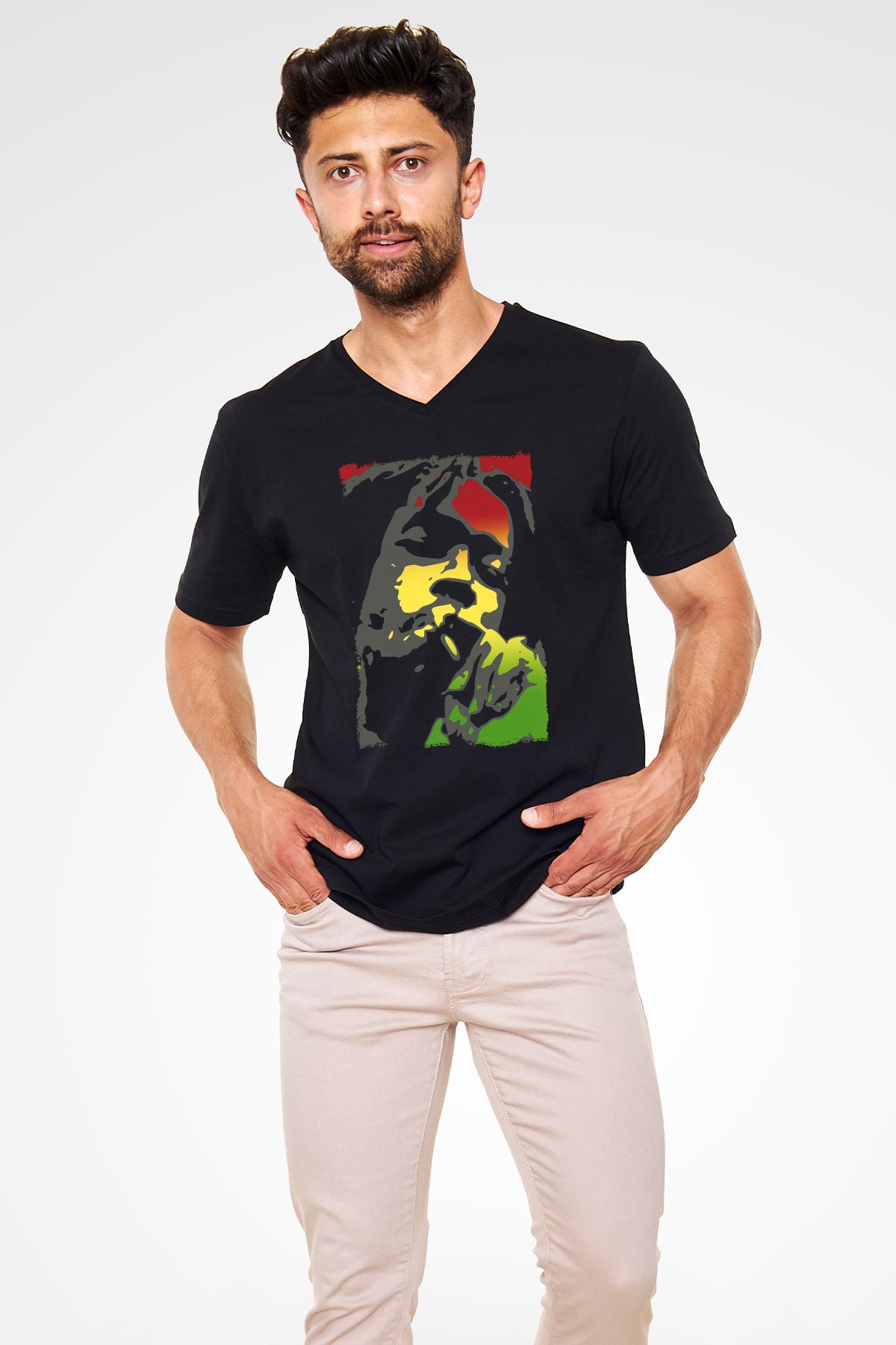 Peter Tosh Siyah Unisex V Yaka Tişört