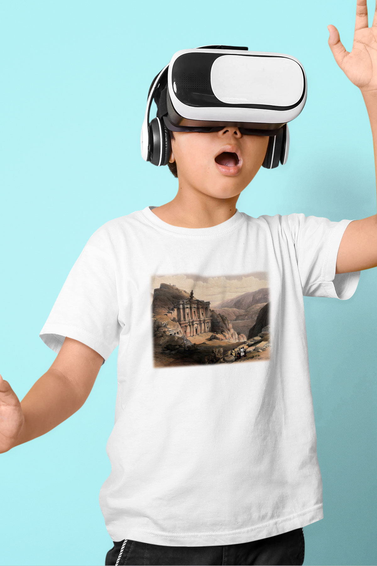 Petra Baskılı Beyaz Unisex Çocuk Tişört