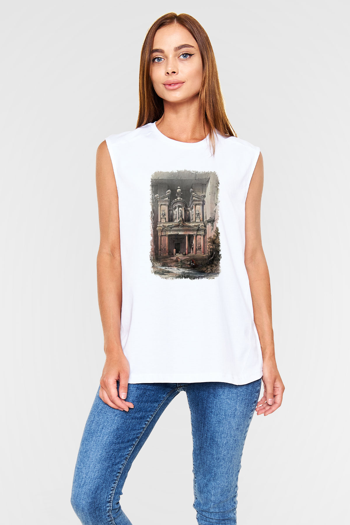 Petra Beyaz Unisex Kolsuz Tişört