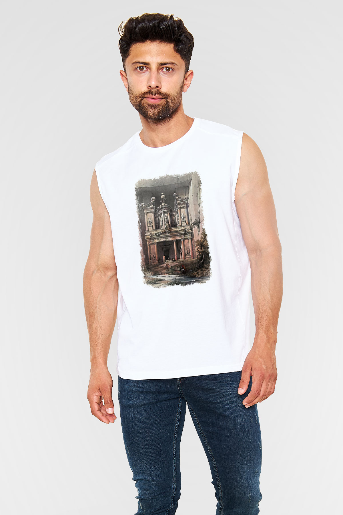 Petra Beyaz Unisex Kolsuz Tişört