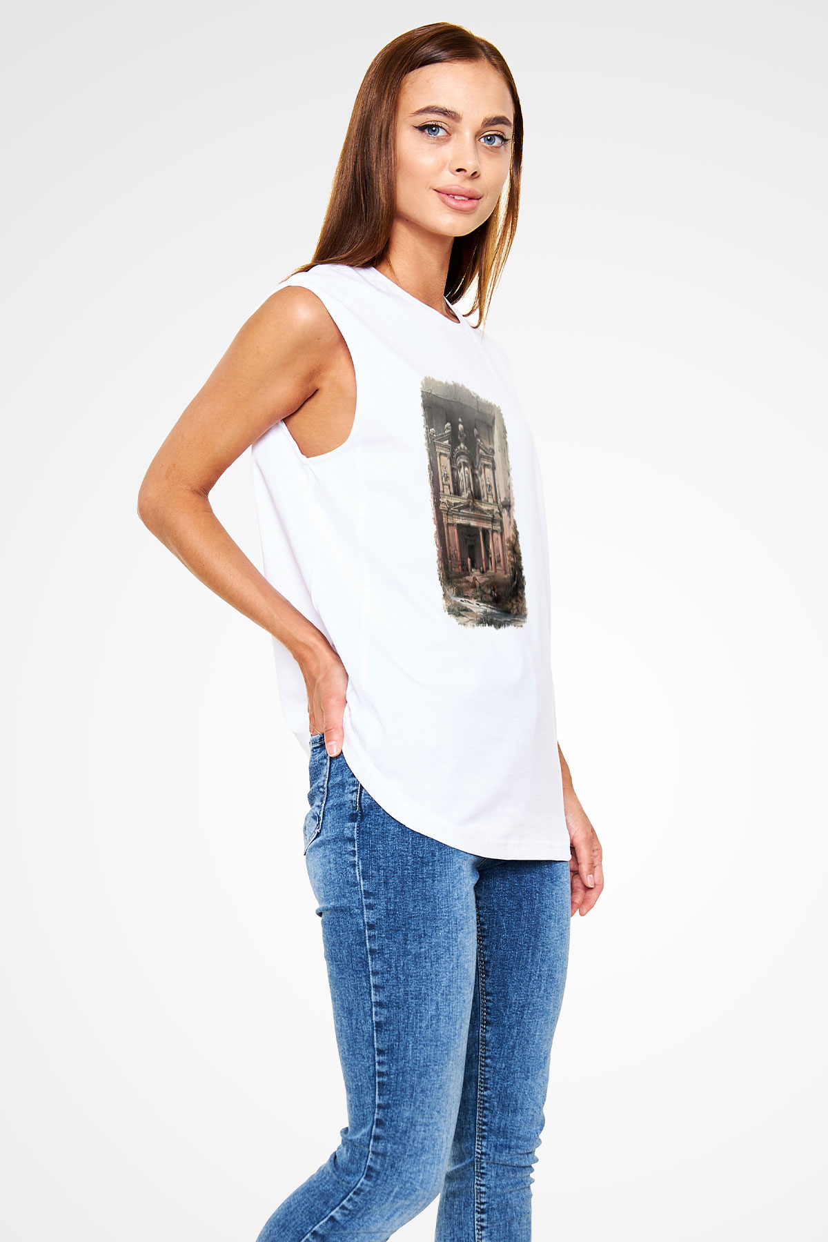 Petra Beyaz Unisex Kolsuz Tişört