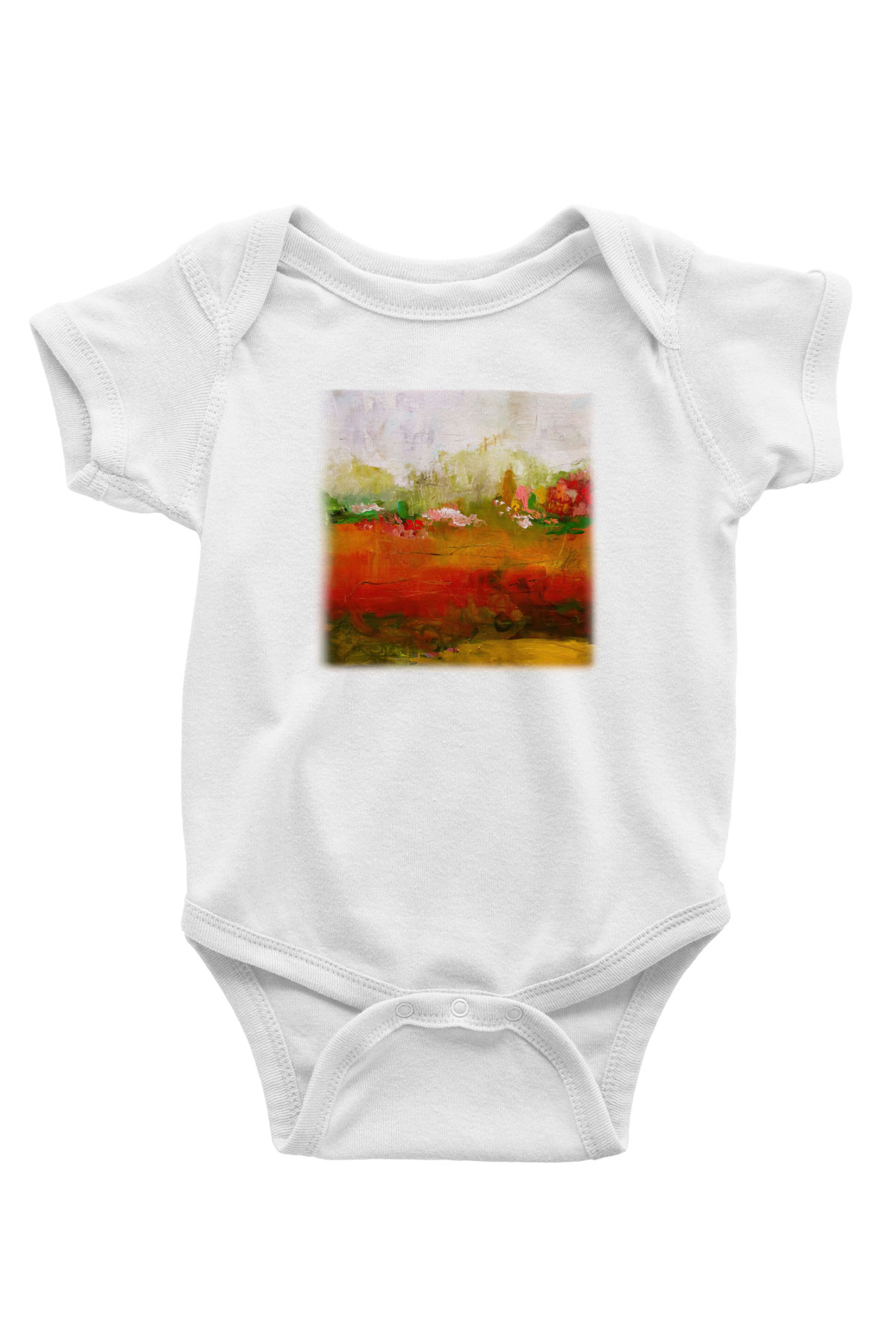 Peyzaj Baskılı Beyaz Unisex Bebek Body - Zıbın