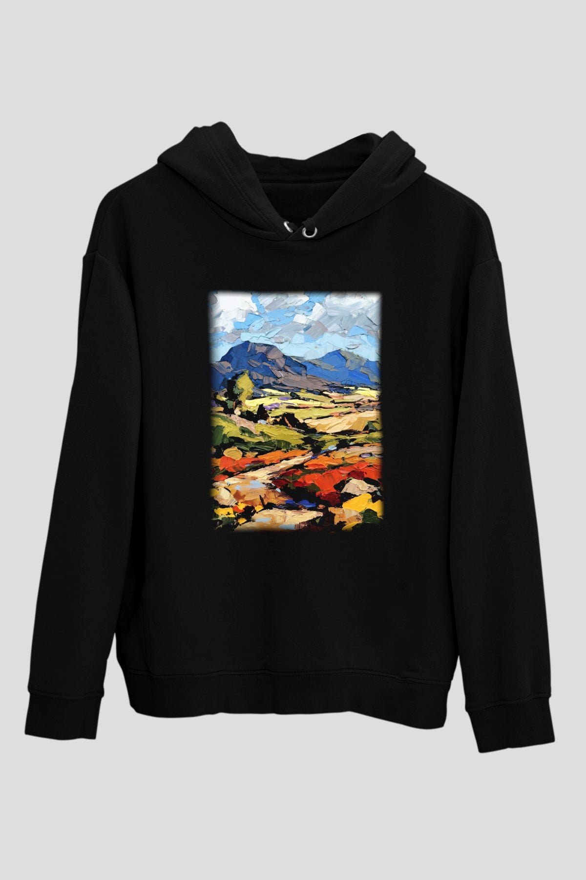 Peyzaj Siyah Unisex Hoodie