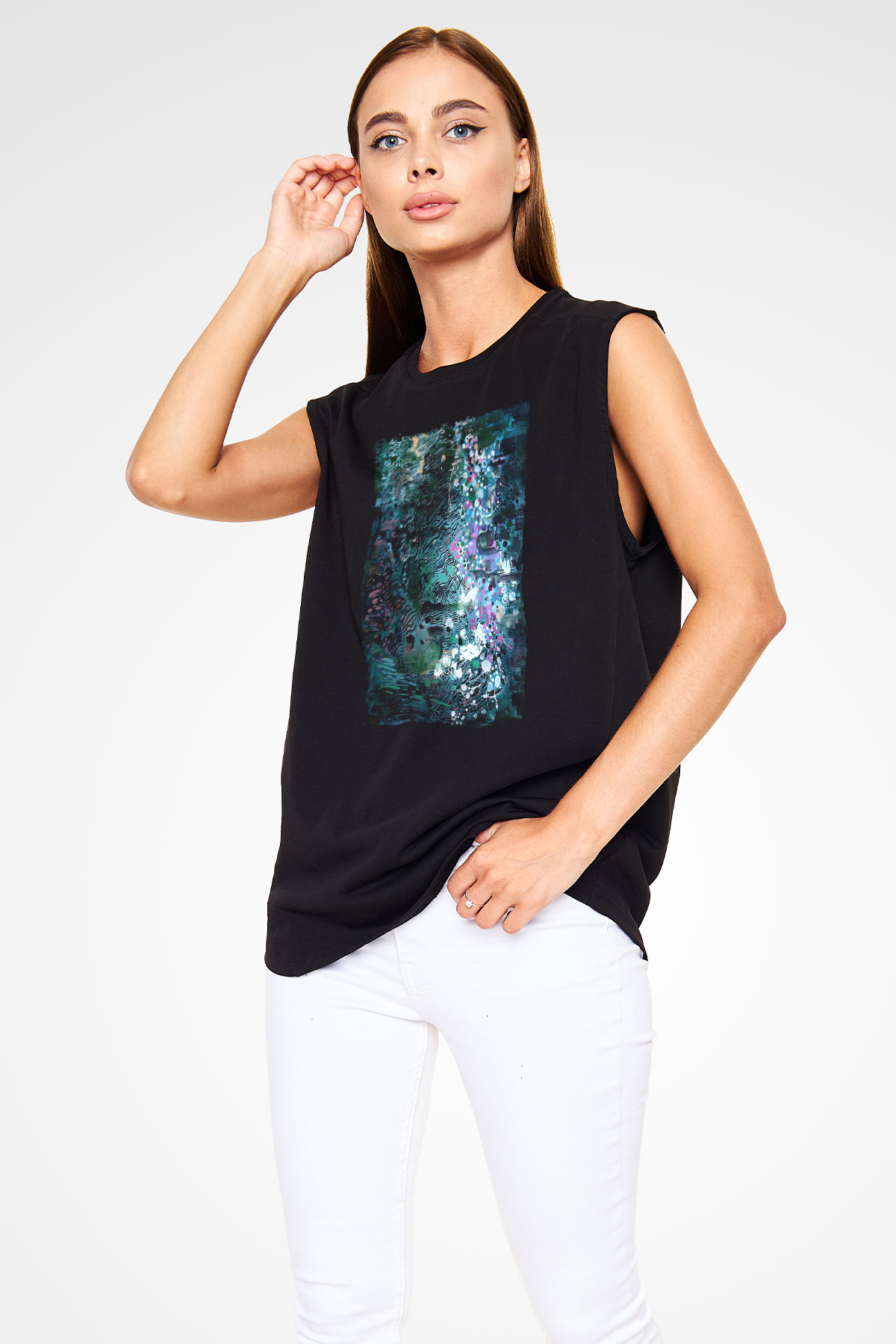Peyzaj Siyah Unisex Kolsuz Tişört