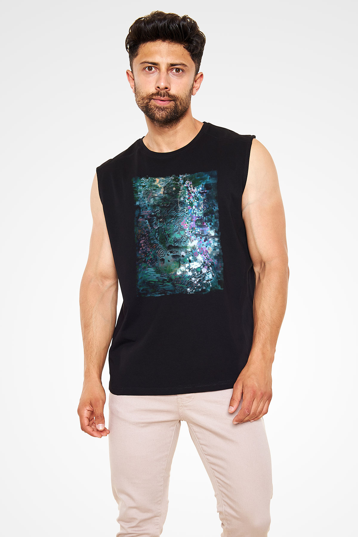 Peyzaj Siyah Unisex Kolsuz Tişört