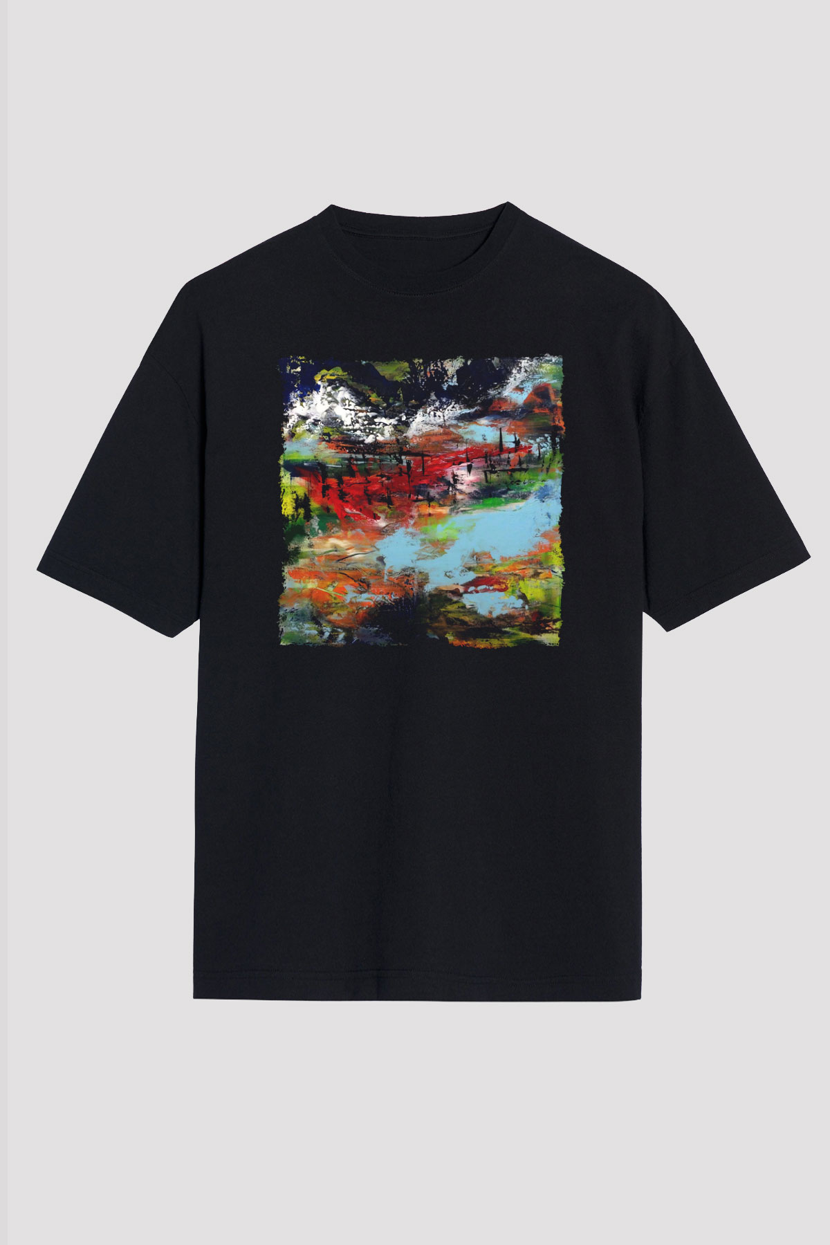 Peyzaj Siyah Oversize Tişört Oversize T-shirt - TişörtFabrikası
