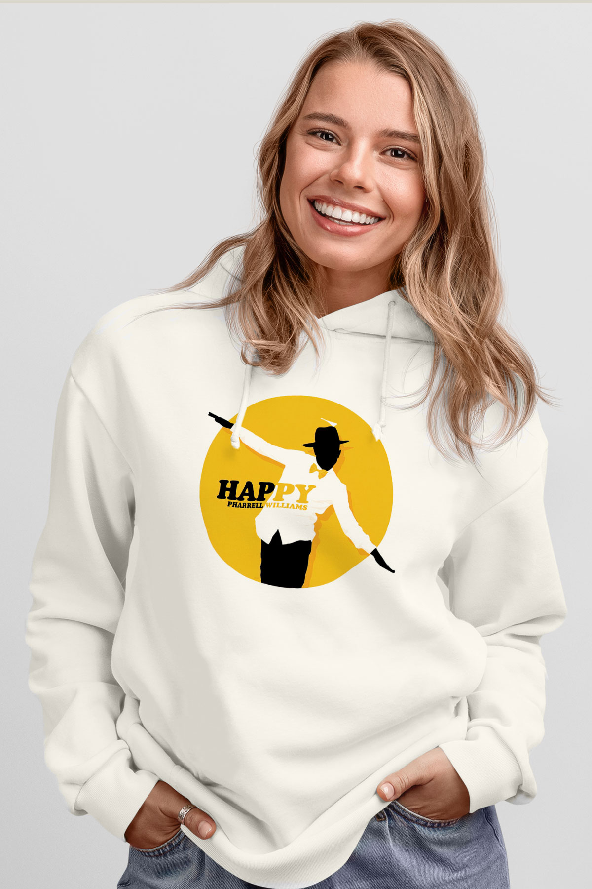 Pharrel Williams Beyaz Unisex Kapşonlu Sweatshirt