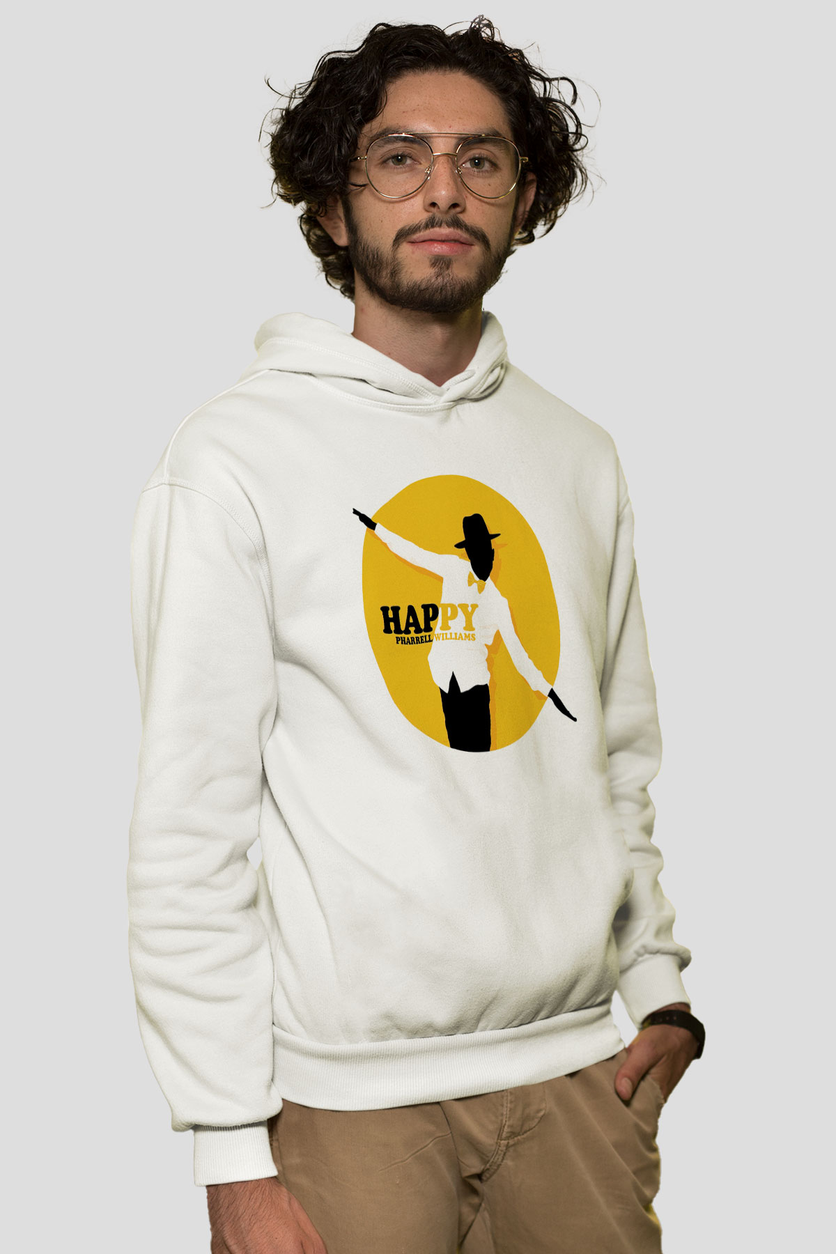 Pharrel Williams Beyaz Unisex Kapşonlu Sweatshirt