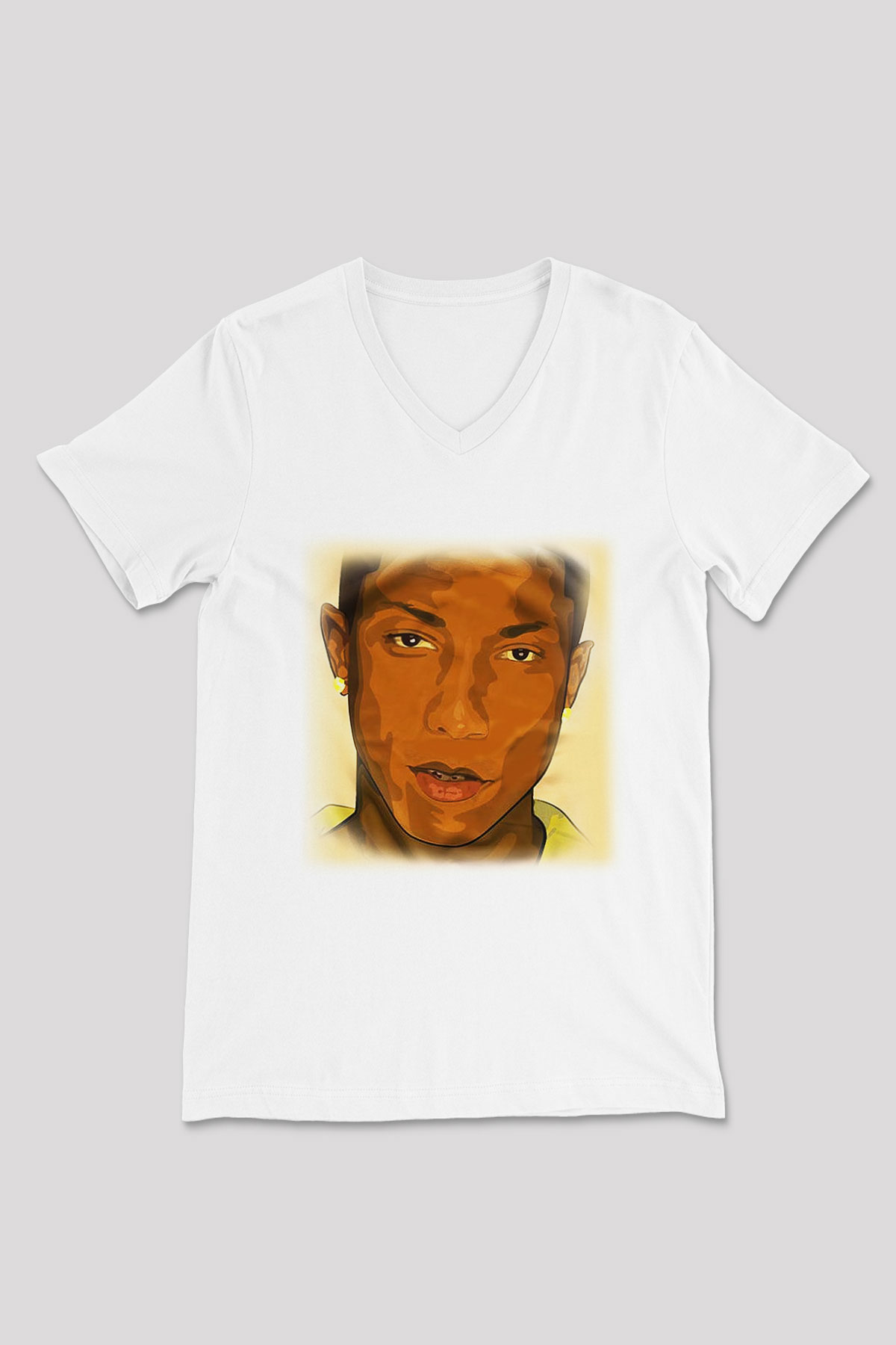 Pharrel Williams Beyaz Unisex V Yaka Tişört T-Shirt