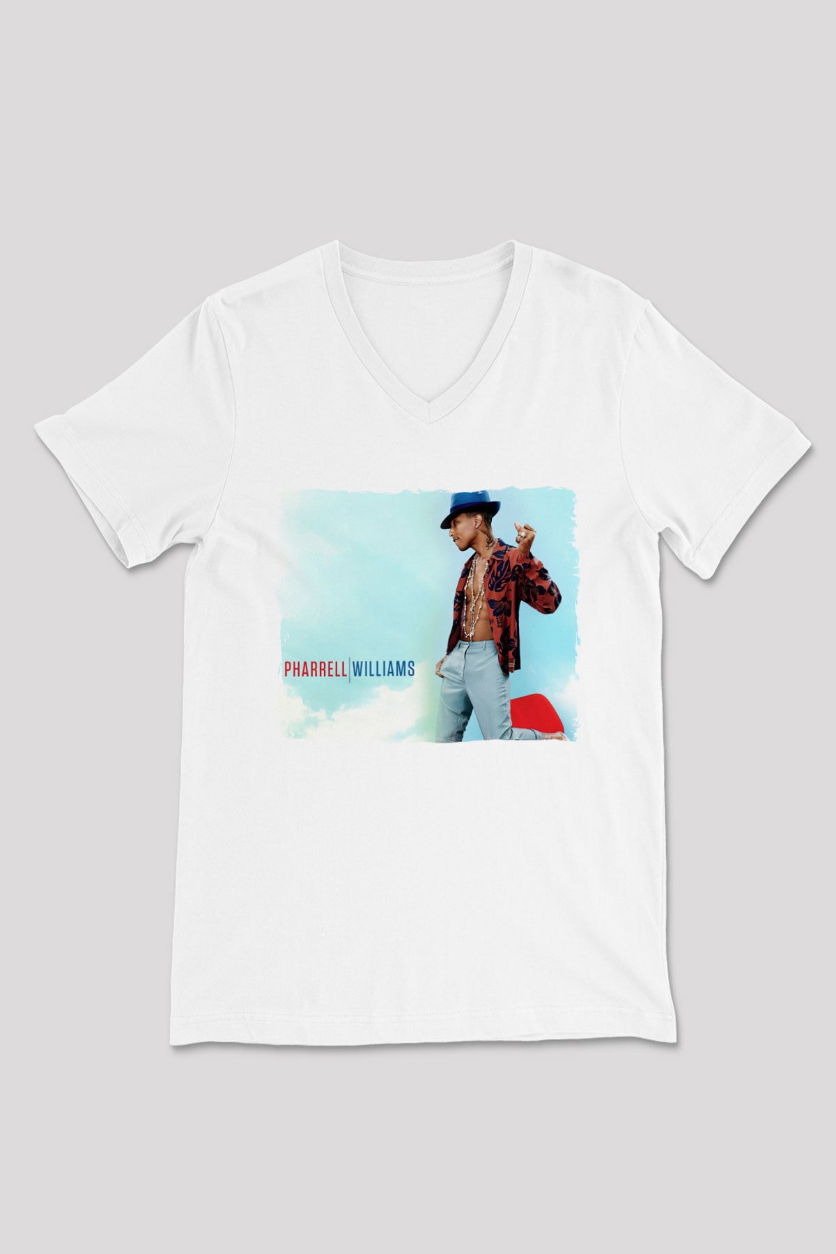 Pharrel Williams Beyaz Unisex V Yaka Tişört