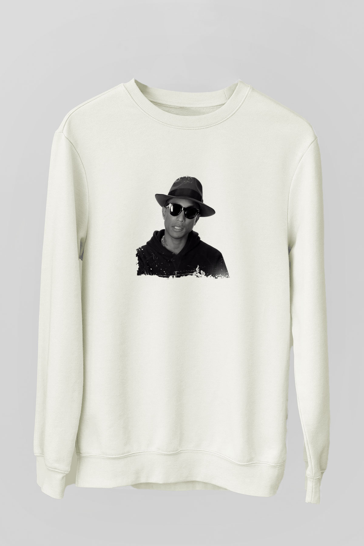 Pharrell Williams Baskılı Unisex Beyaz Sweatshirt