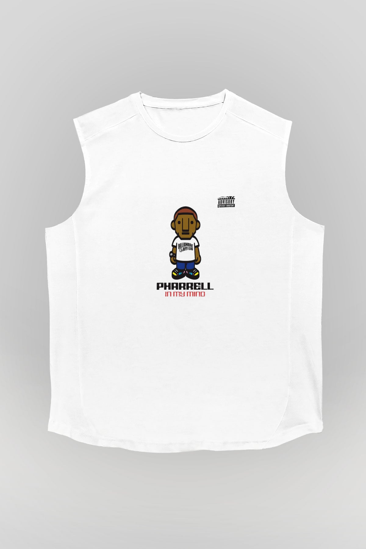 Pharrell Williams Baskılı Unisex Beyaz Kolsuz Tişört