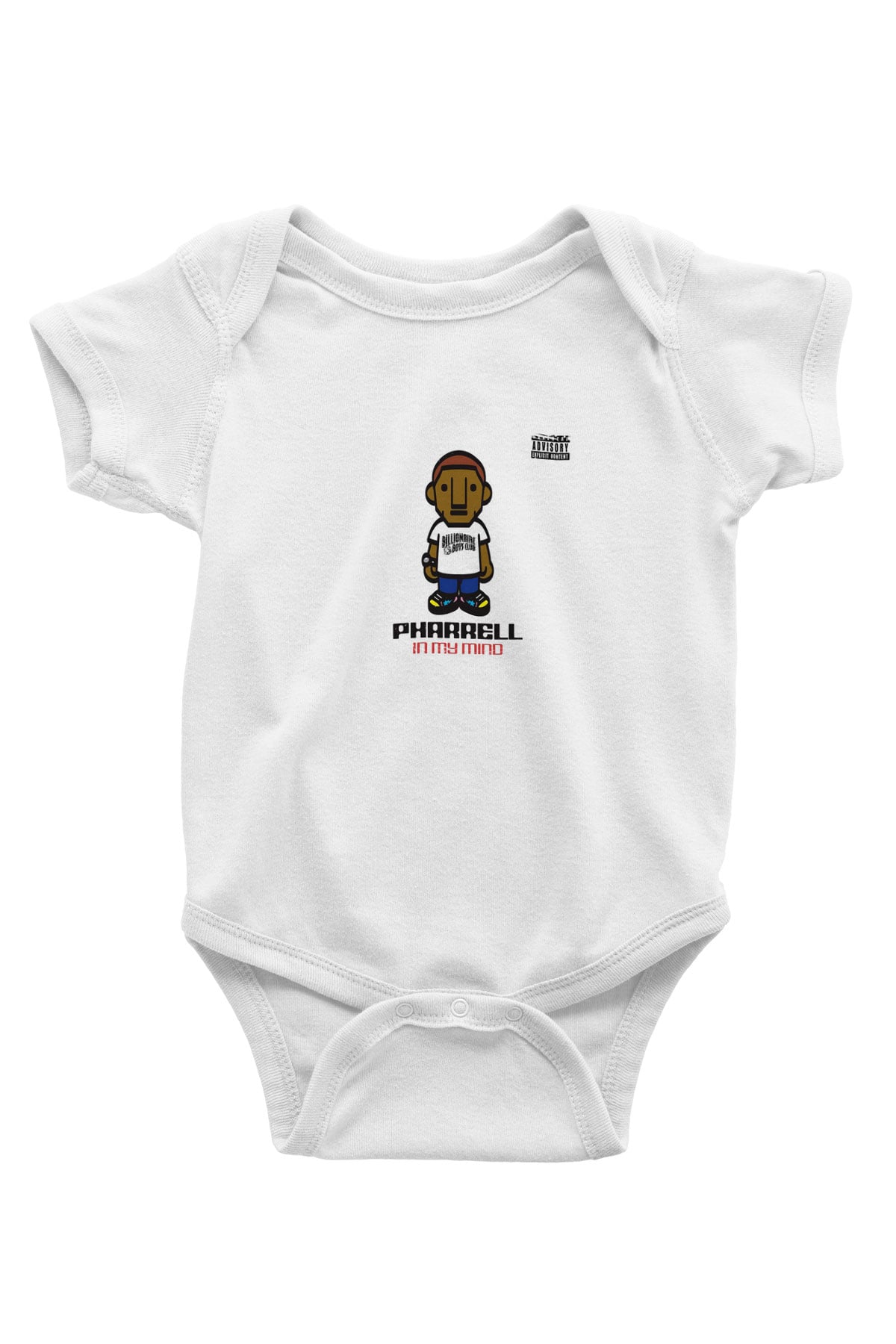 Pharrell Williams Baskılı Unisex Beyaz Bebek Body - Zıbın