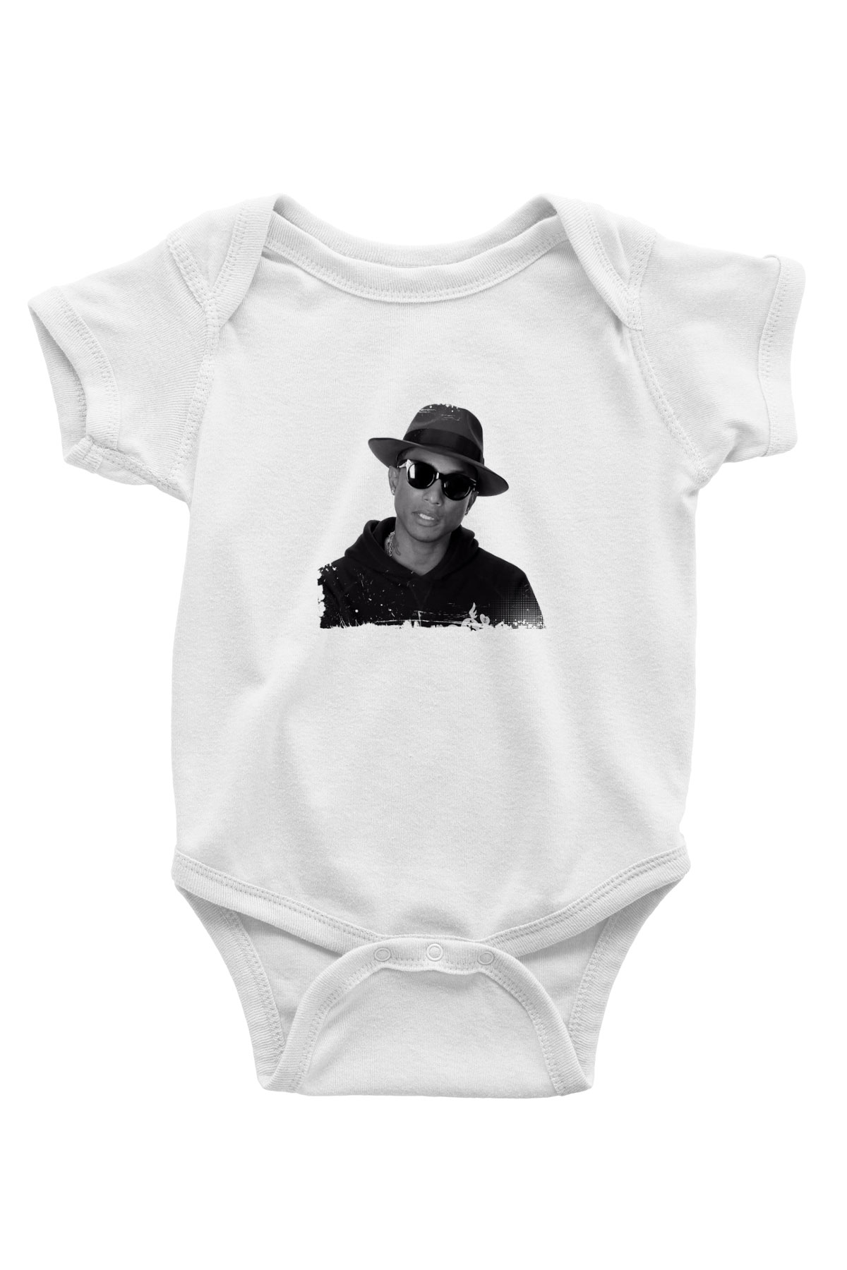 Pharrell Williams Baskılı Unisex Beyaz Bebek Body - Zıbın