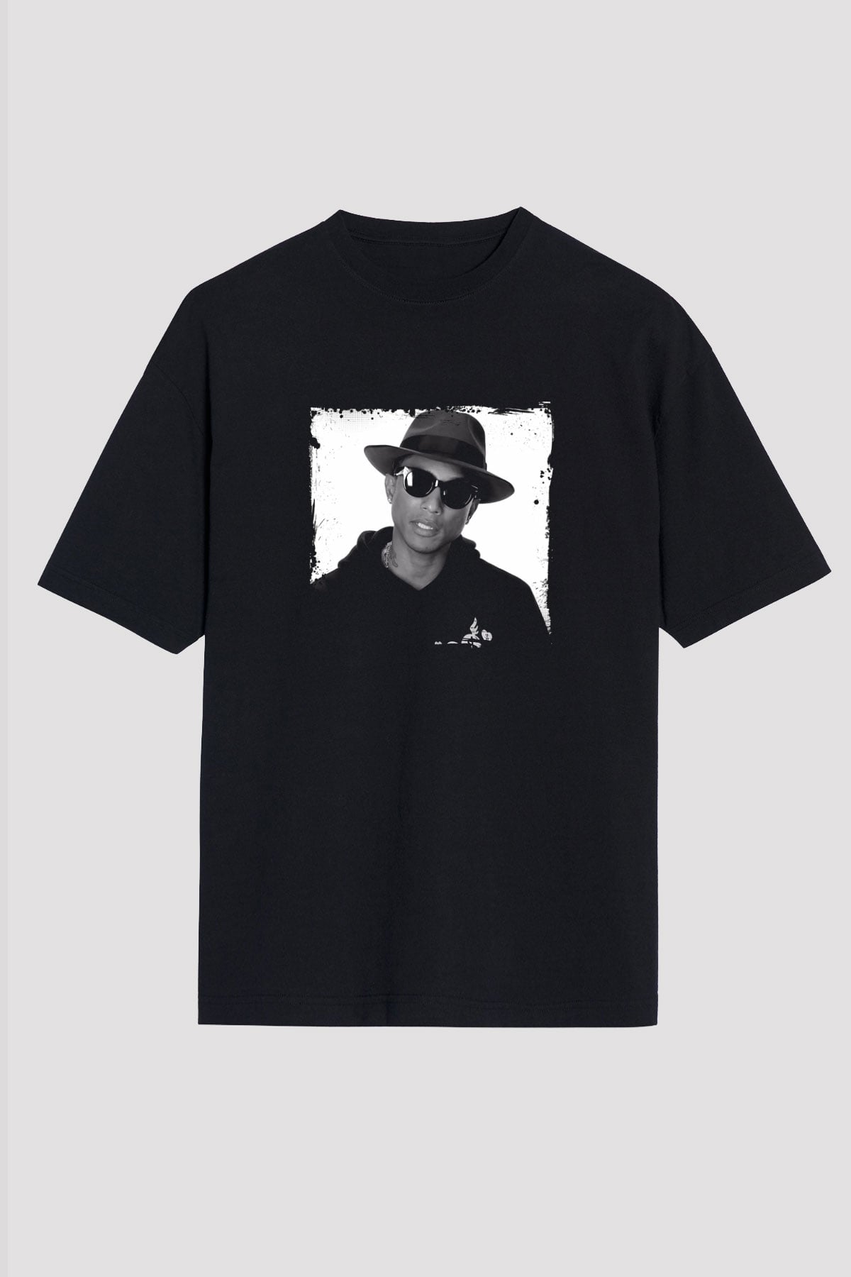 Pharrell Williams Baskılı Unisex Oversize Siyah Tişört