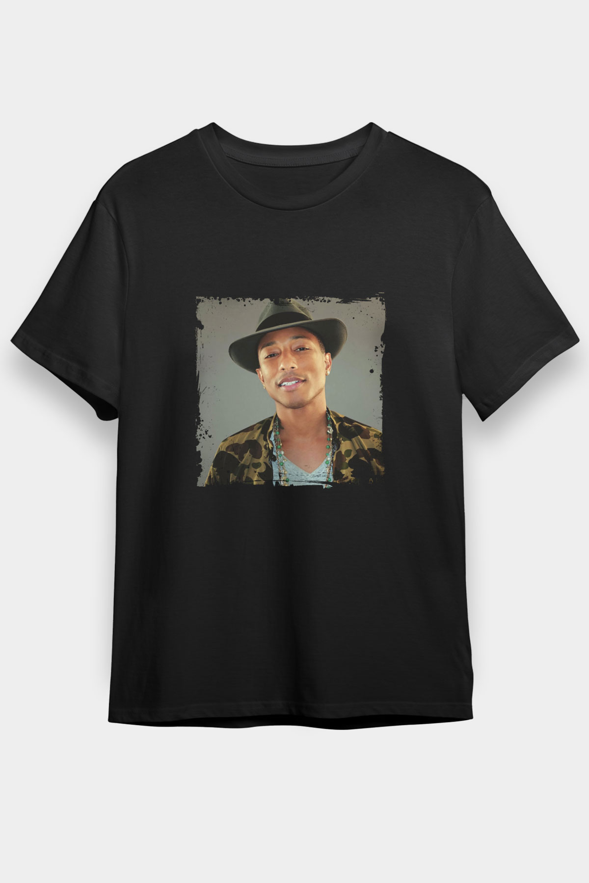 Pharrell Williams Baskılı Unisex Siyah Tişört