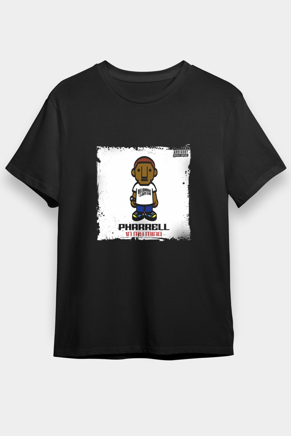 Pharrell Williams Baskılı Unisex Siyah Tişört