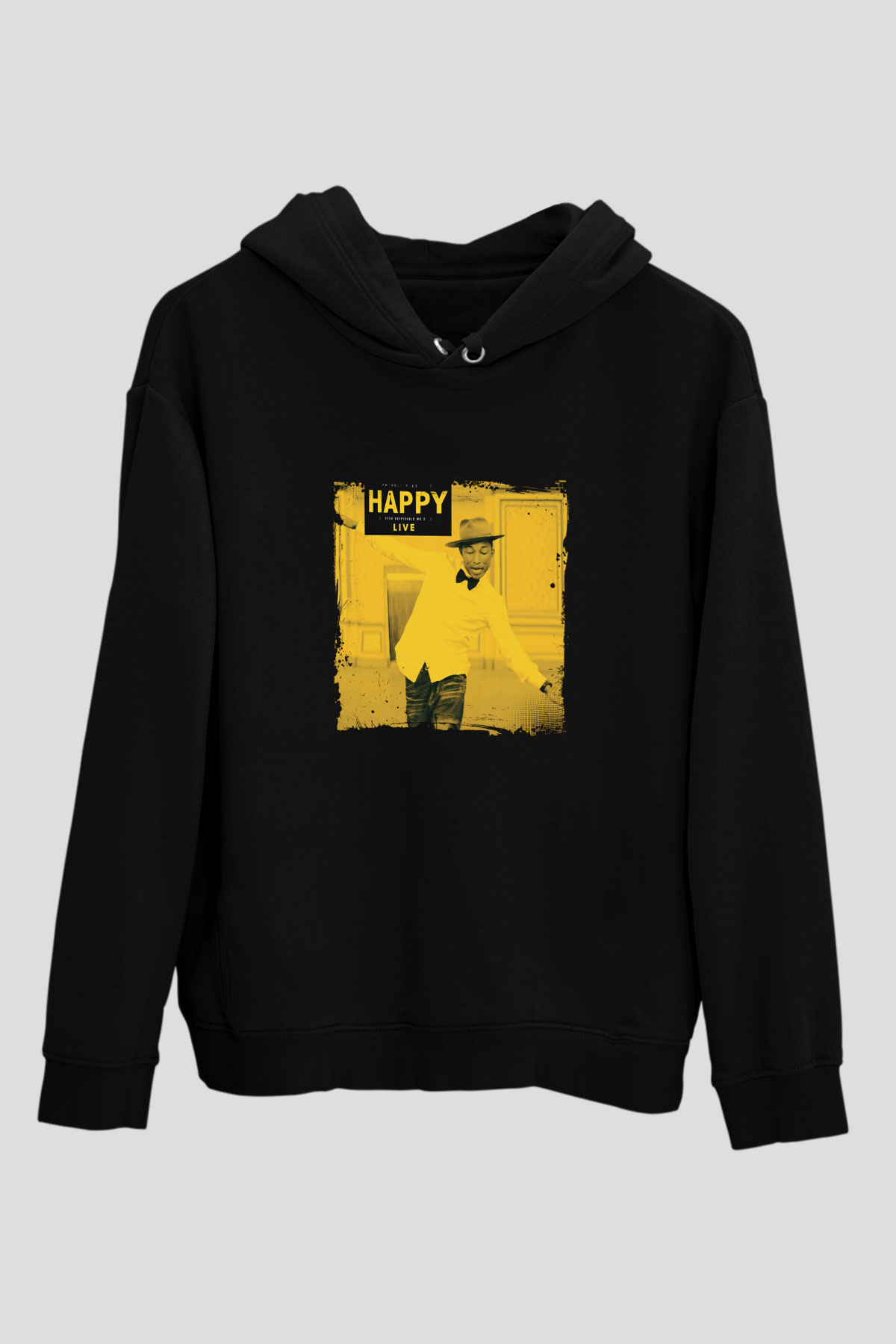 Pharrell Williams Baskılı Unisex Siyah Hoodie