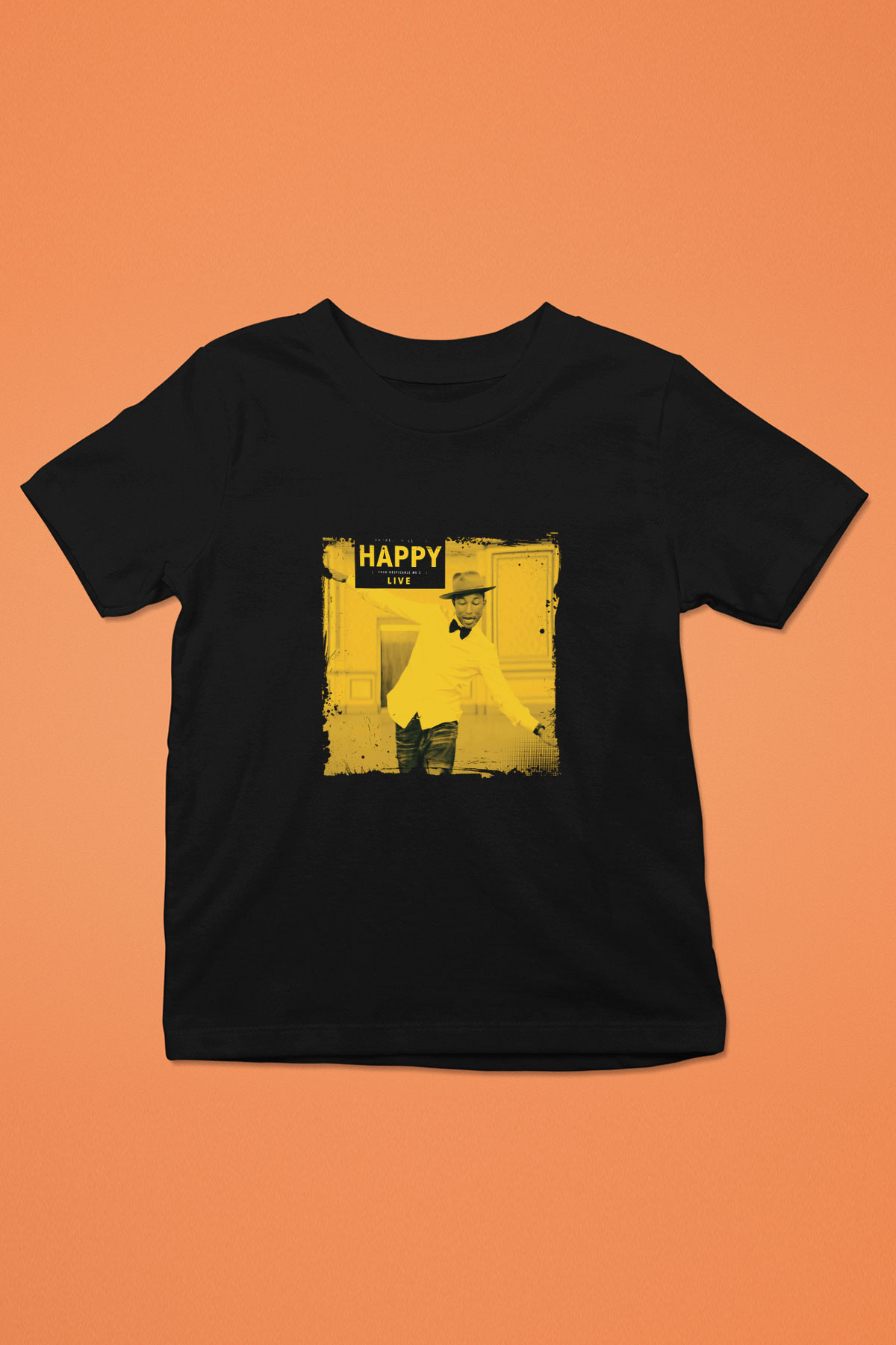 Pharrell Williams Baskılı Unisex Siyah Çocuk Tişört