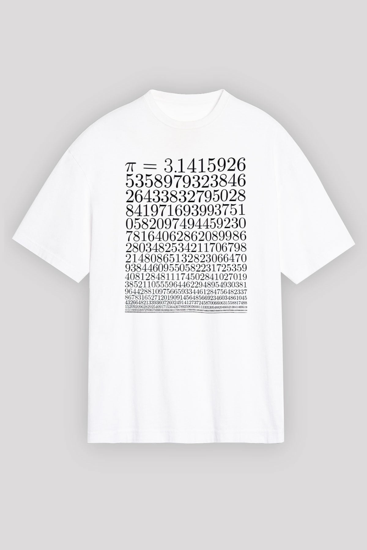 Pi Sayısı Baskılı Unisex Beyaz Tişört Baskılı Unisex Siyah Oversize Tişört