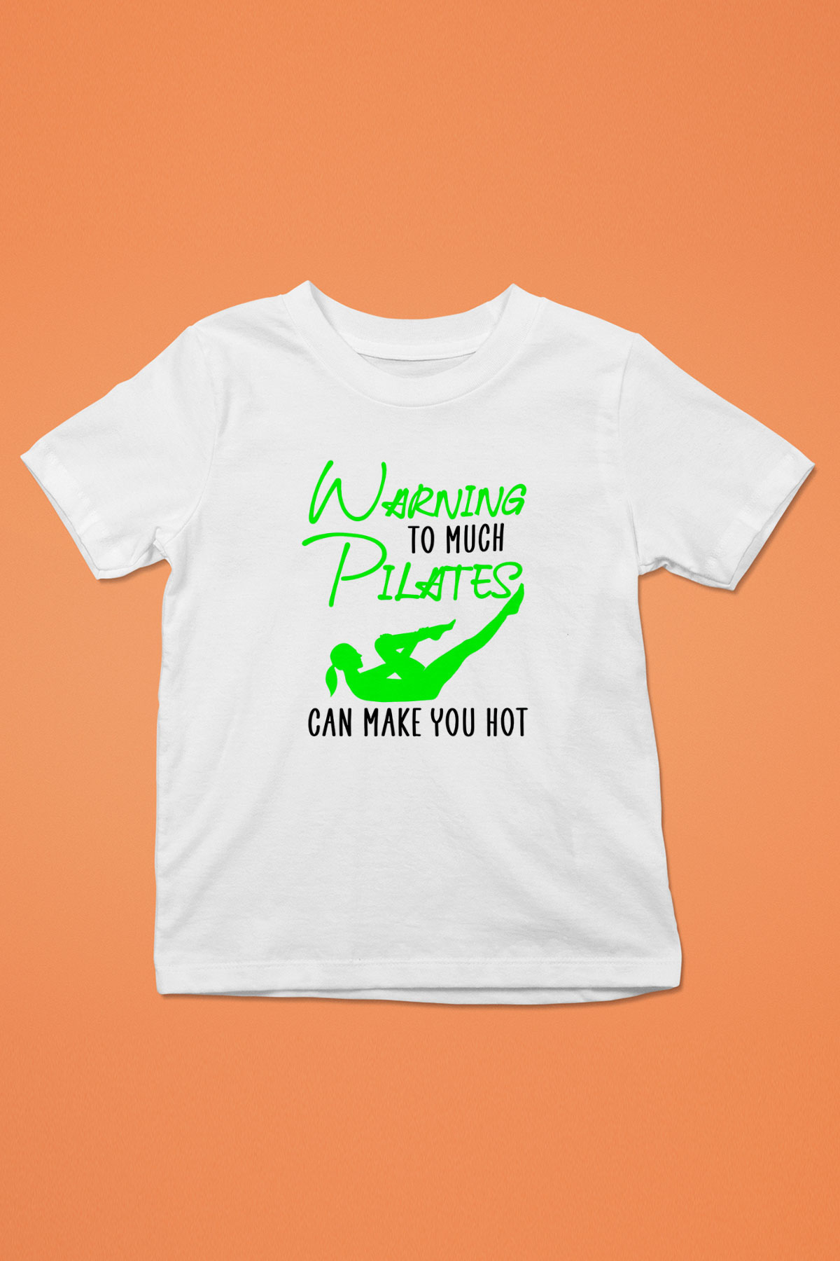 Pilates Baskılı Unisex Beyaz Çocuk Tişört - Tshirt