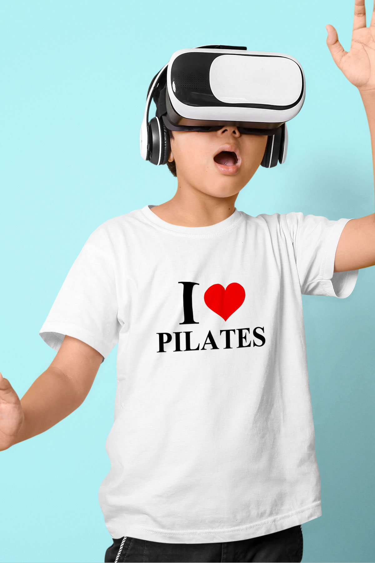 Pilates Baskılı Unisex Beyaz Çocuk Tişört - Tshirt