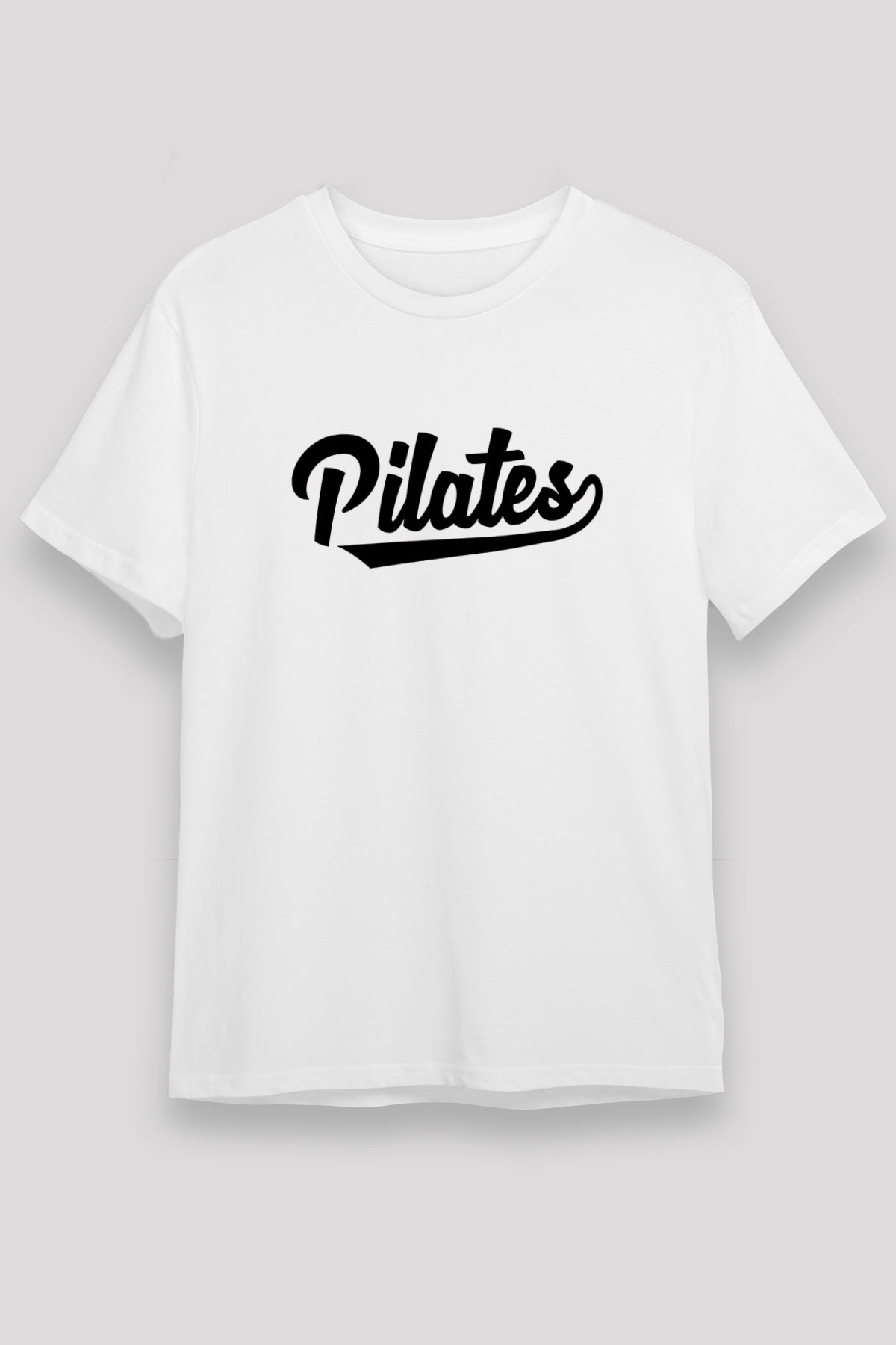 Pilates Baskılı Unisex Beyaz Tişört - Tshirt