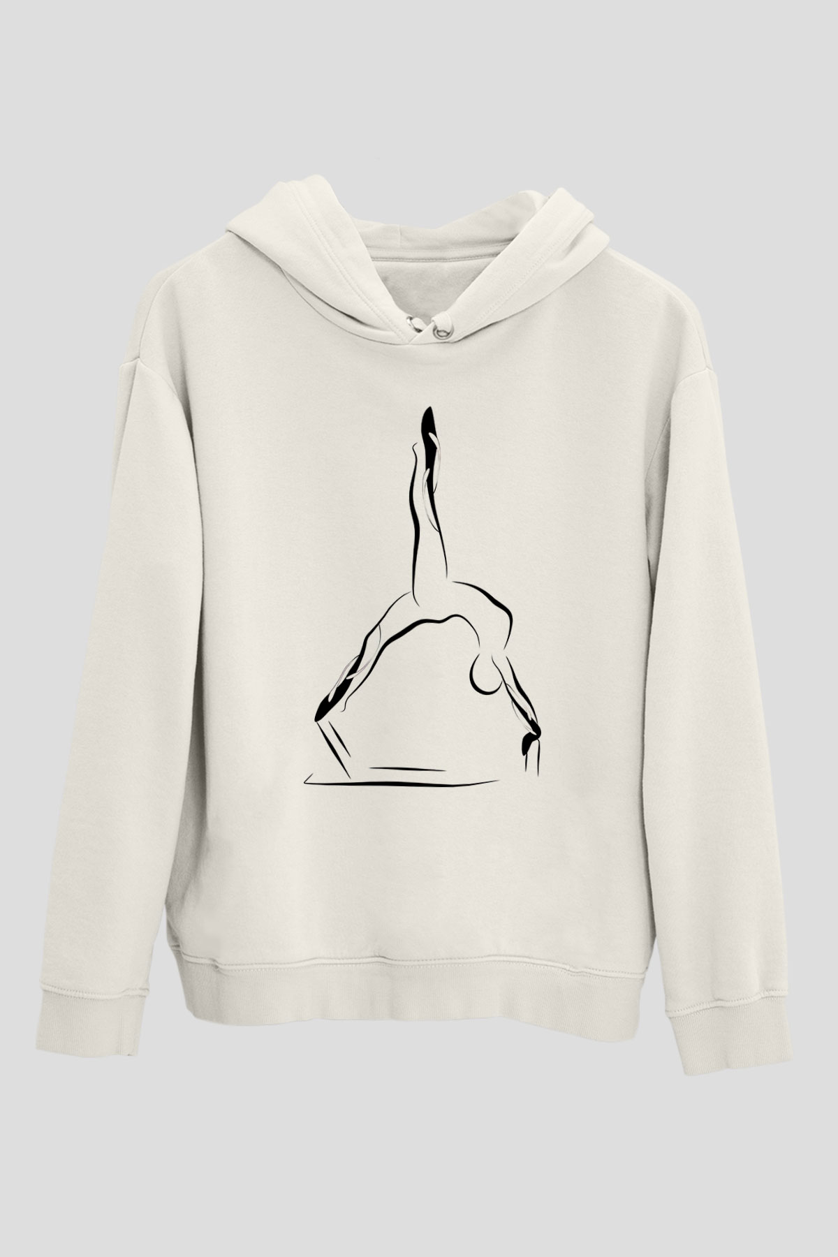 Pilates Baskılı Unisex Ekru Hoodie