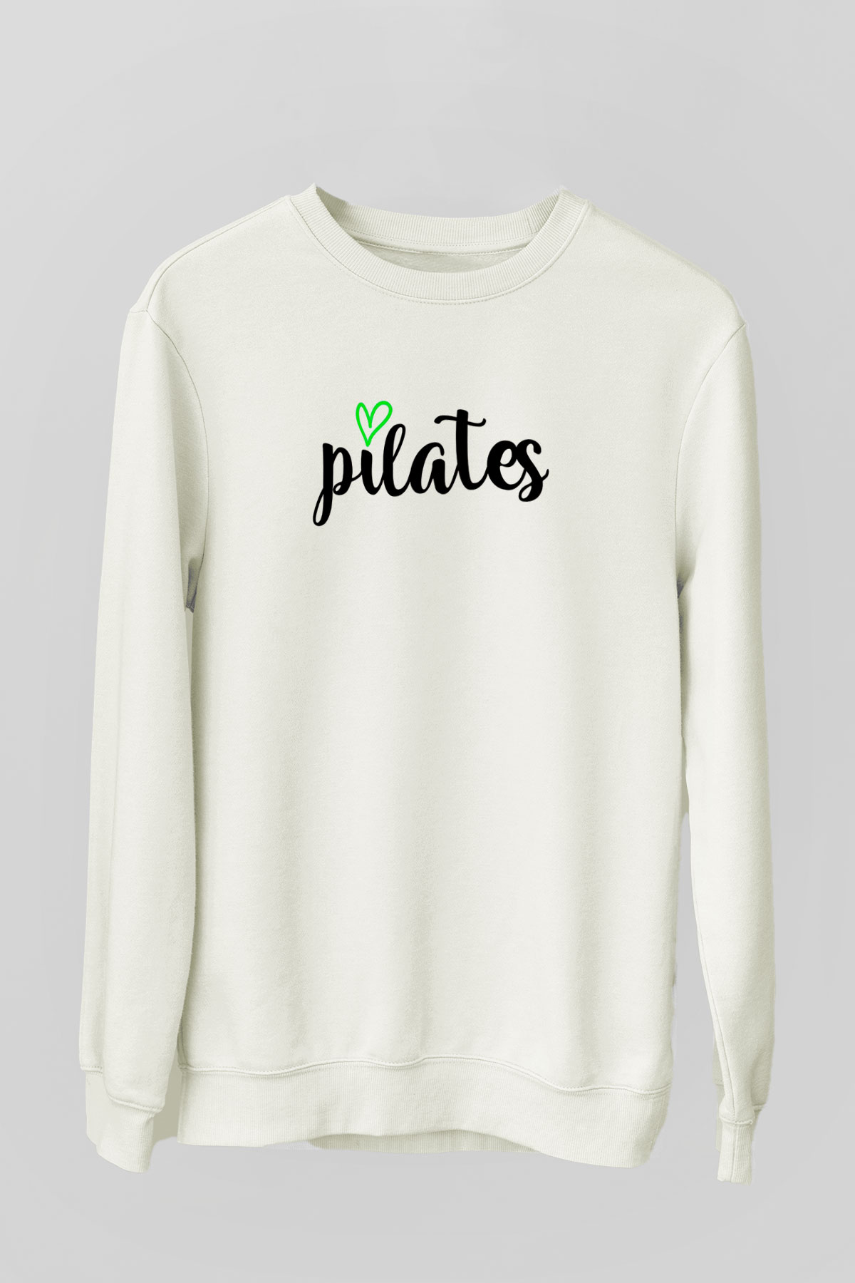 Pilates Baskılı Unisex Ekru Sweatshirt