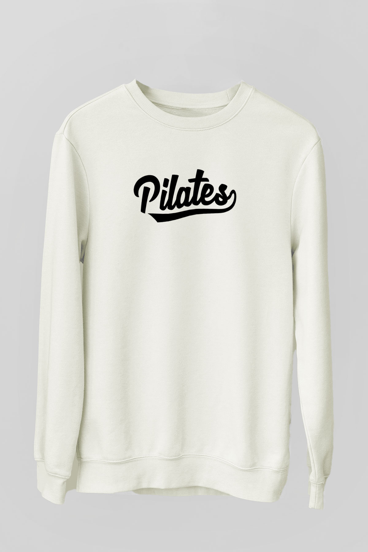 Pilates Baskılı Unisex Ekru Sweatshirt