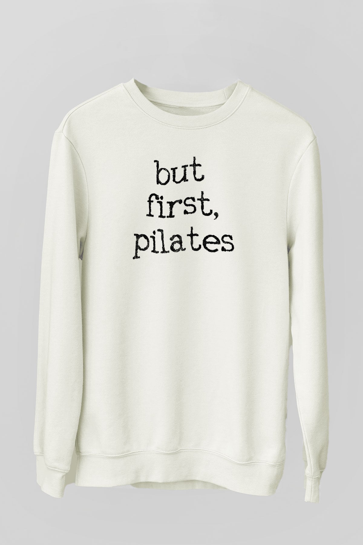 Pilates Baskılı Unisex Ekru Sweatshirt