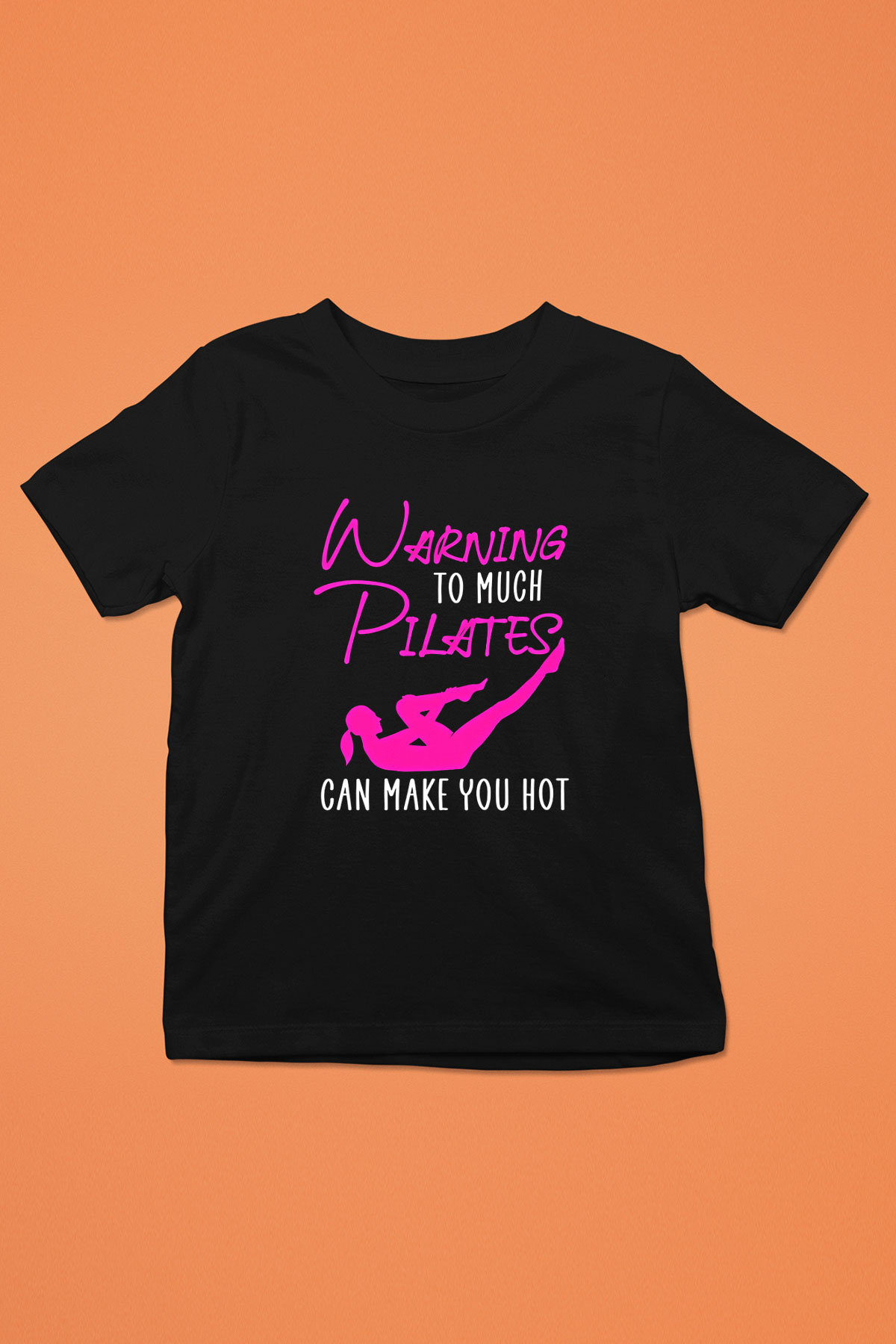 Pilates Baskılı Unisex Siyah Çocuk Tİşörtü - Tshirt