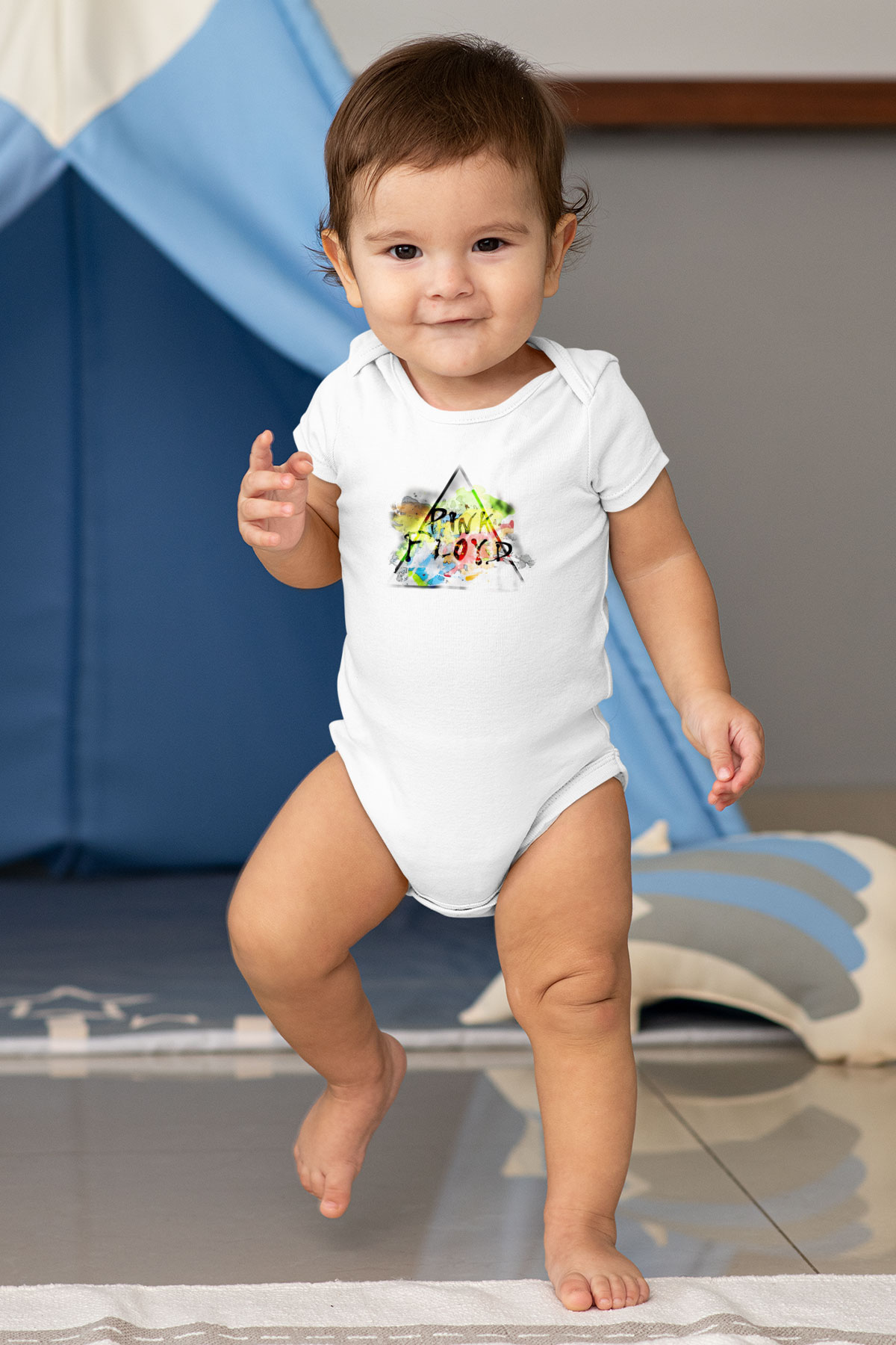 Pink Floyd Baskılı Beyaz Unisex Bebek Body - Zıbın