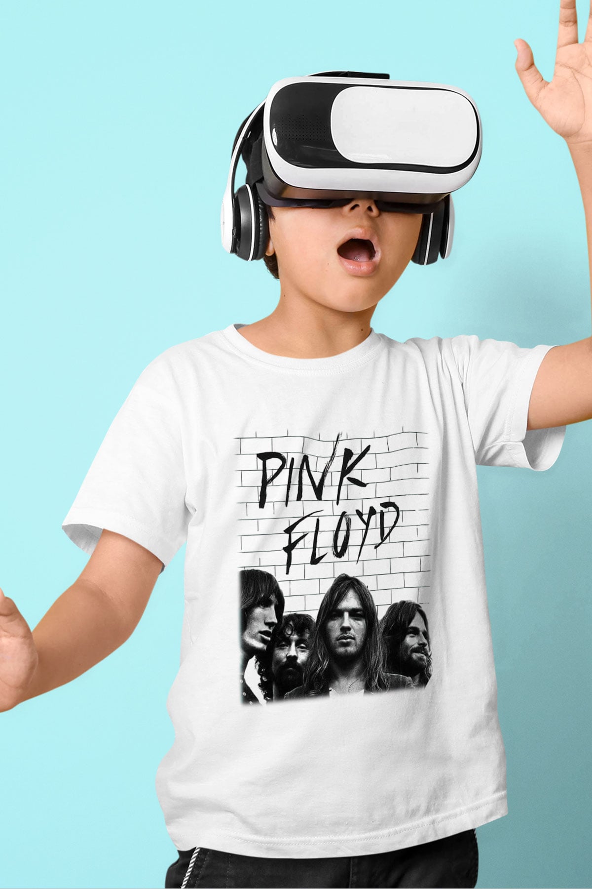 Pink Floyd Baskılı Beyaz Unisex Çocuk Tişört
