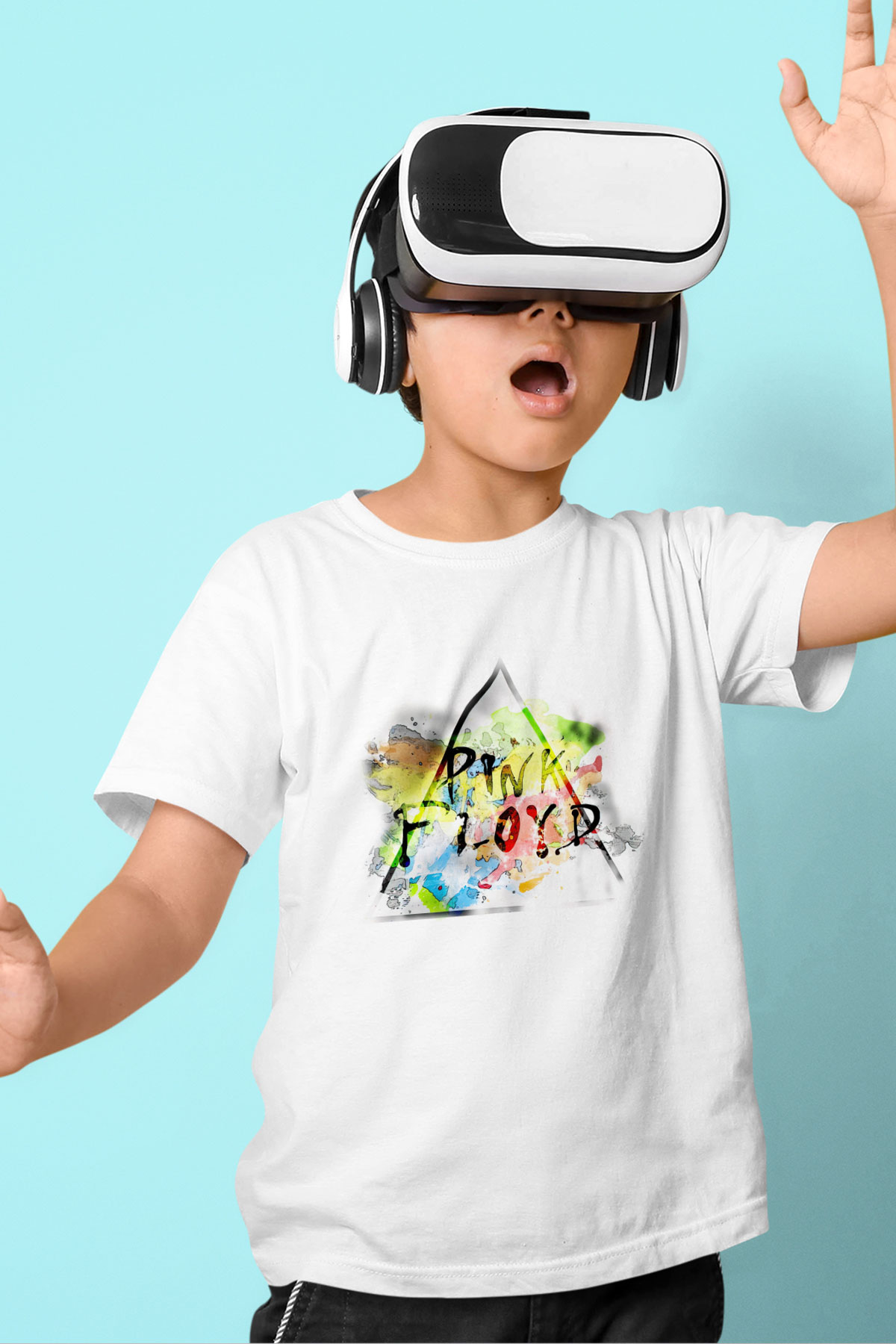 Pink Floyd Baskılı Beyaz Unisex Çocuk Tişört