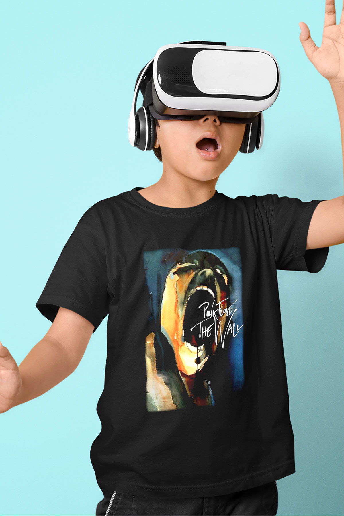 Pink Floyd Baskılı Siyah Unisex Çocuk Tişört