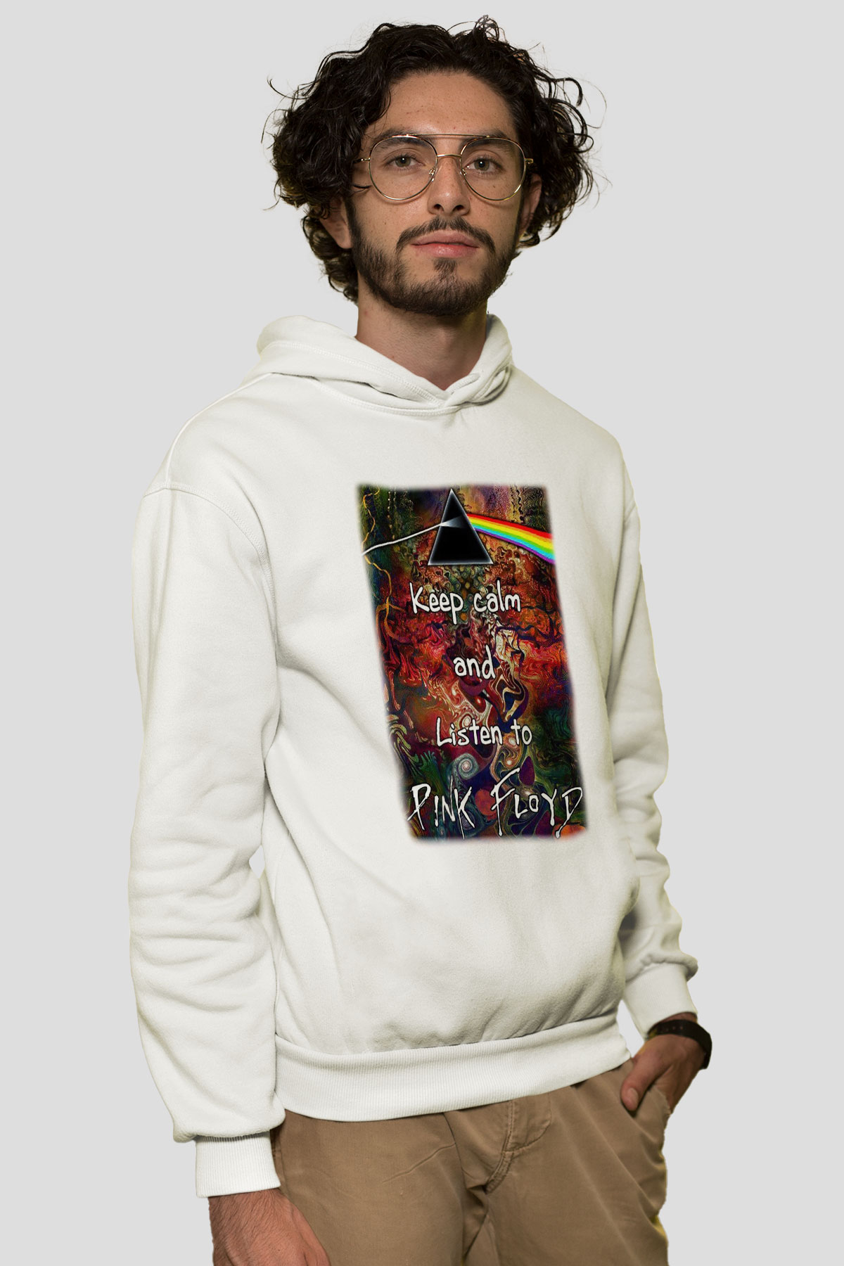 Pink Floyd Beyaz Unisex Kapşonlu Sweatshirt